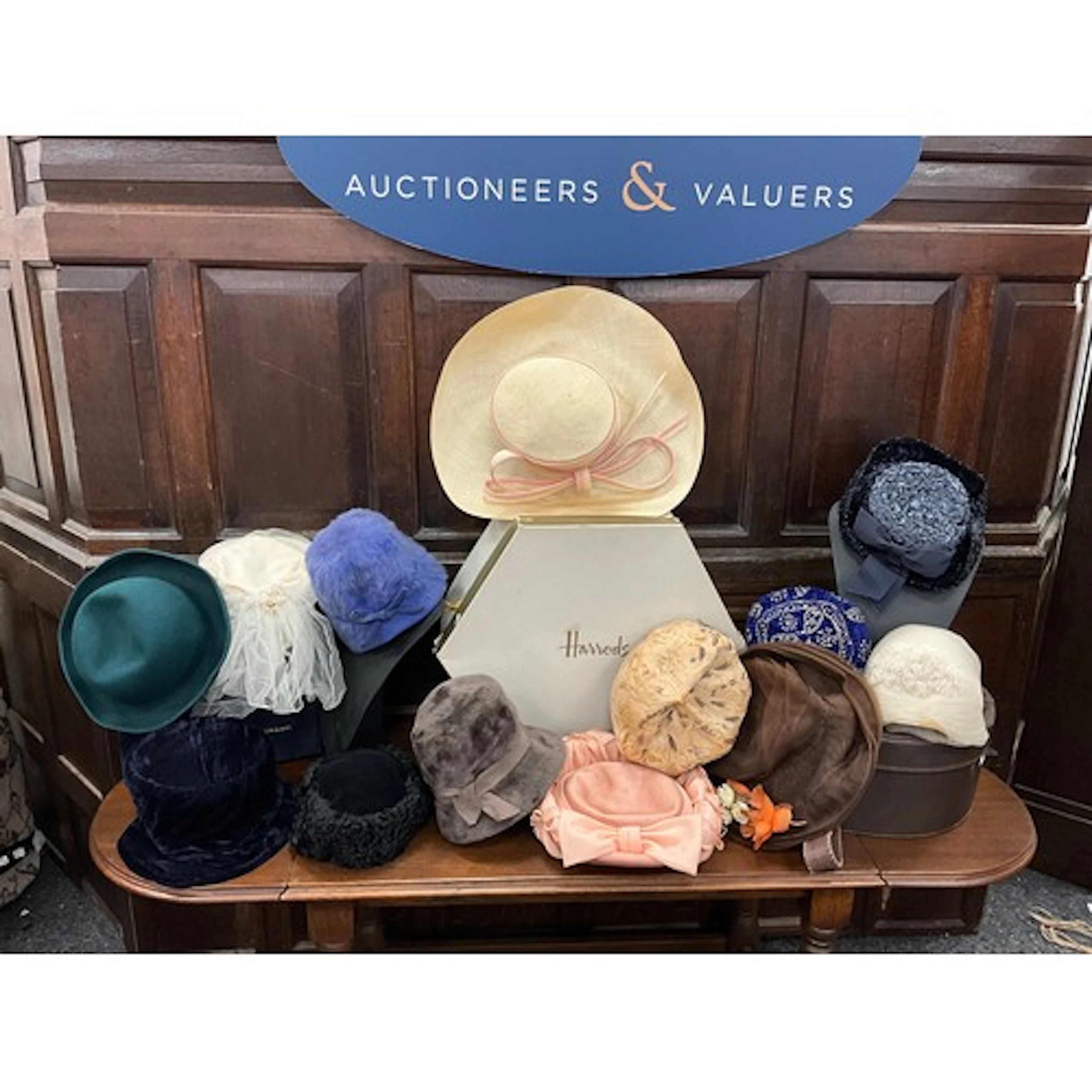 A wardrobe collection of hats including, a 1940s French feat...