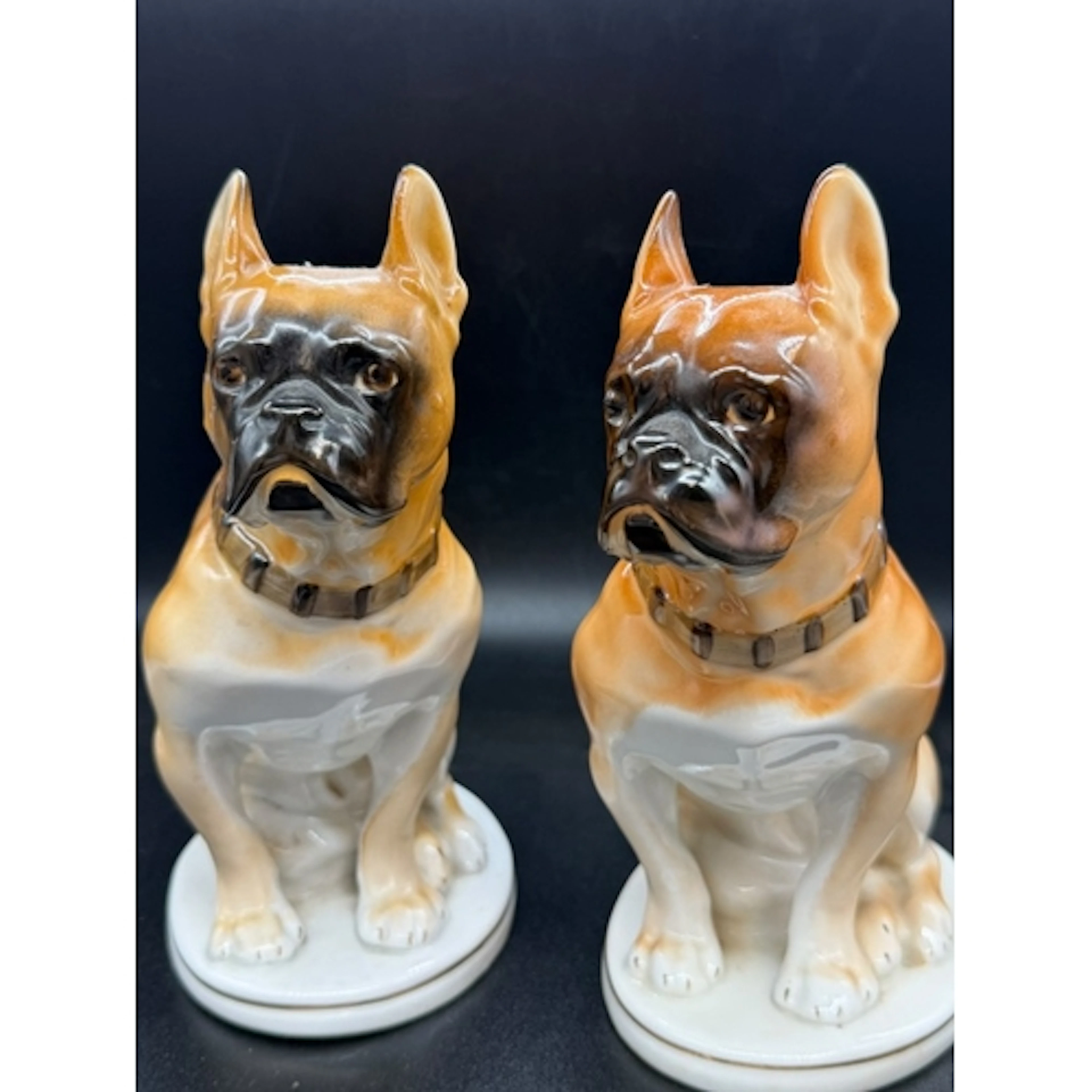 Pair of porcelain bulldogs stamped USSR on base