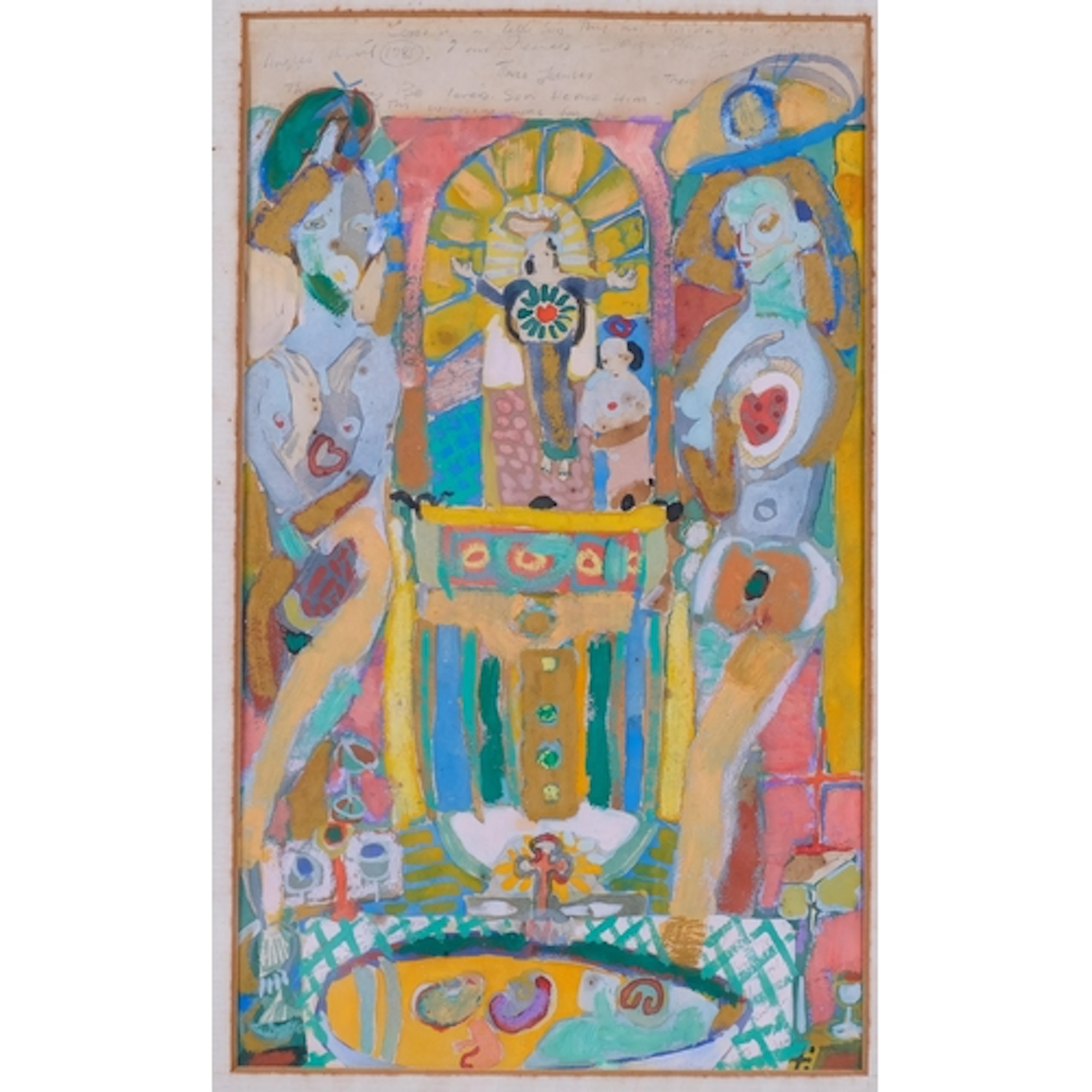 Abstract composition, watercolour/gouache on paper, indistin...