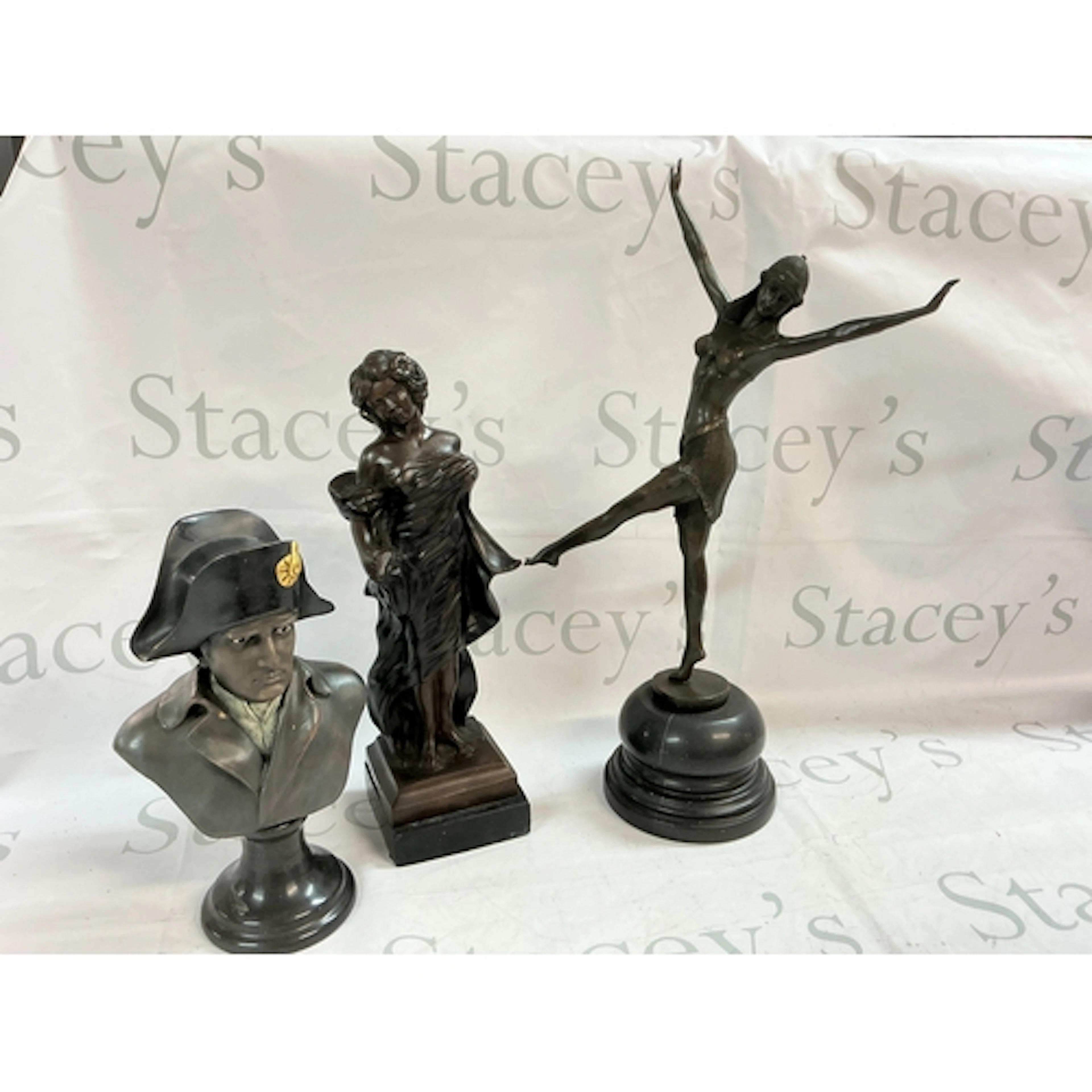 Bronze Napoleon bust, 1992 Austin bronze woman, Art Deco Chi...