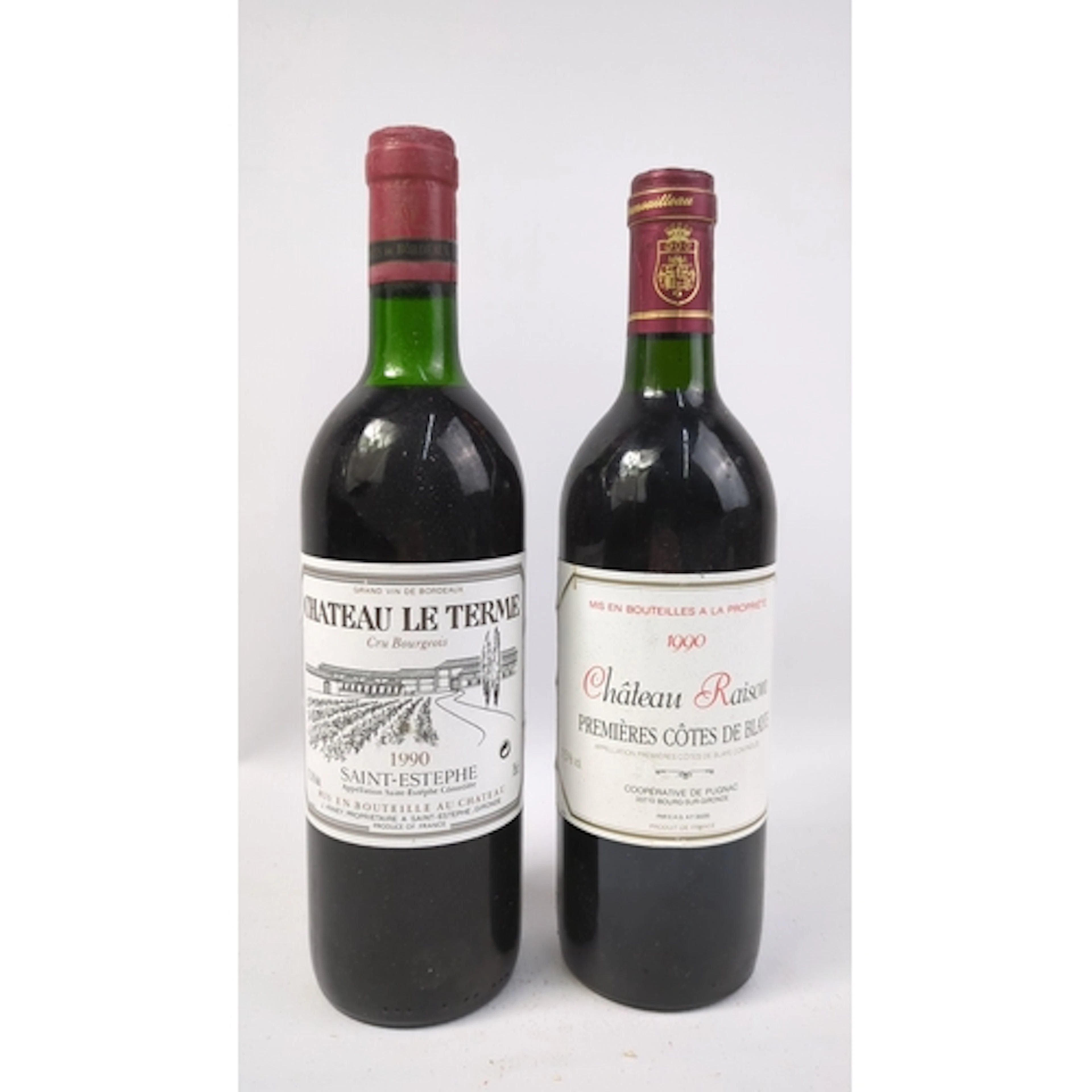 2 x bottles of 1990 vintage French red wine: Château Le Term...