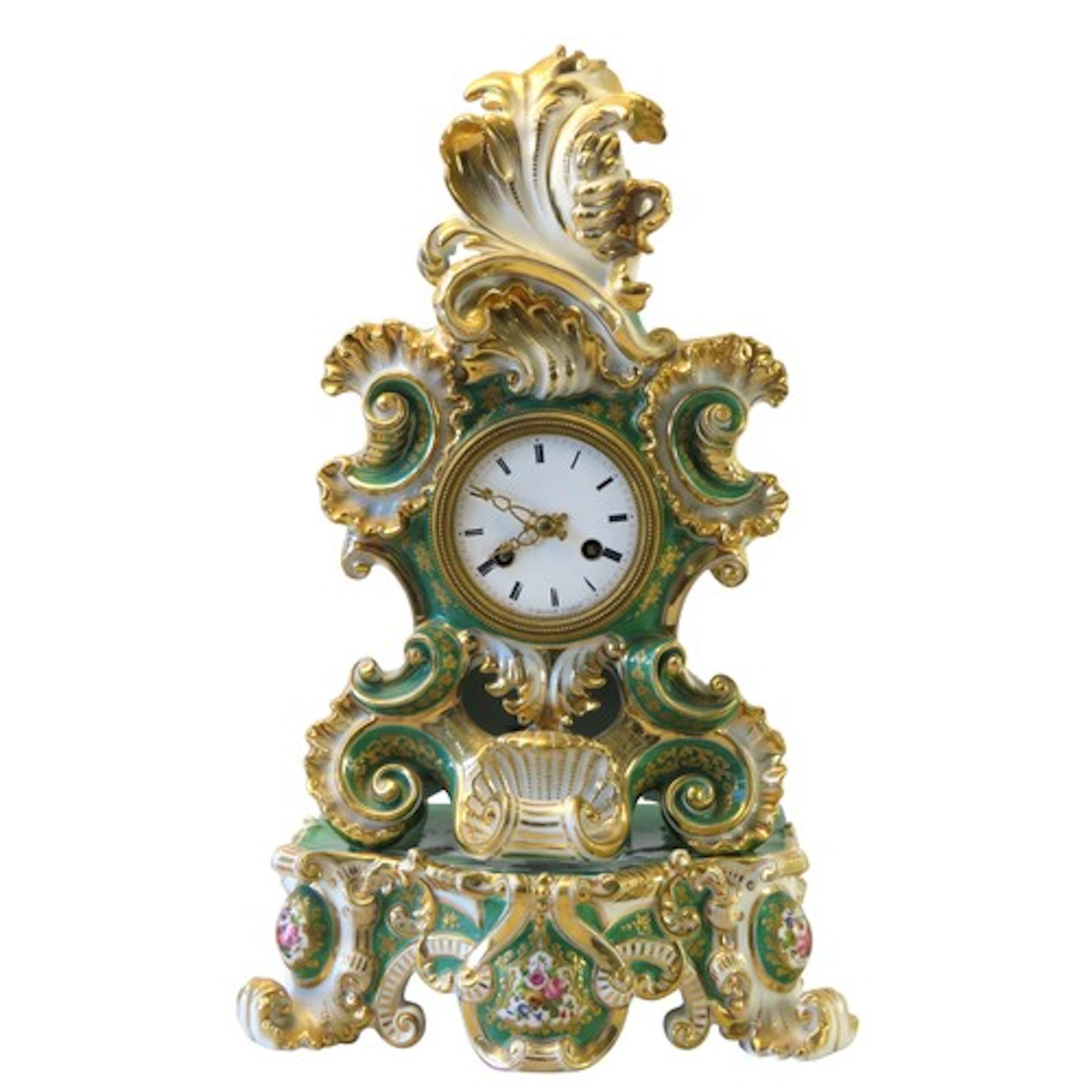ATTRIBUTED TO JACOB PETIT, A PORCELAIN CLOCK ON STAND scroll...