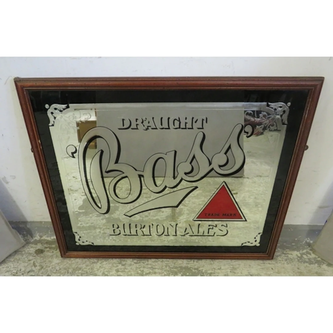 Burton Ales Draught Advertising Mirror in dark wooden frame ...