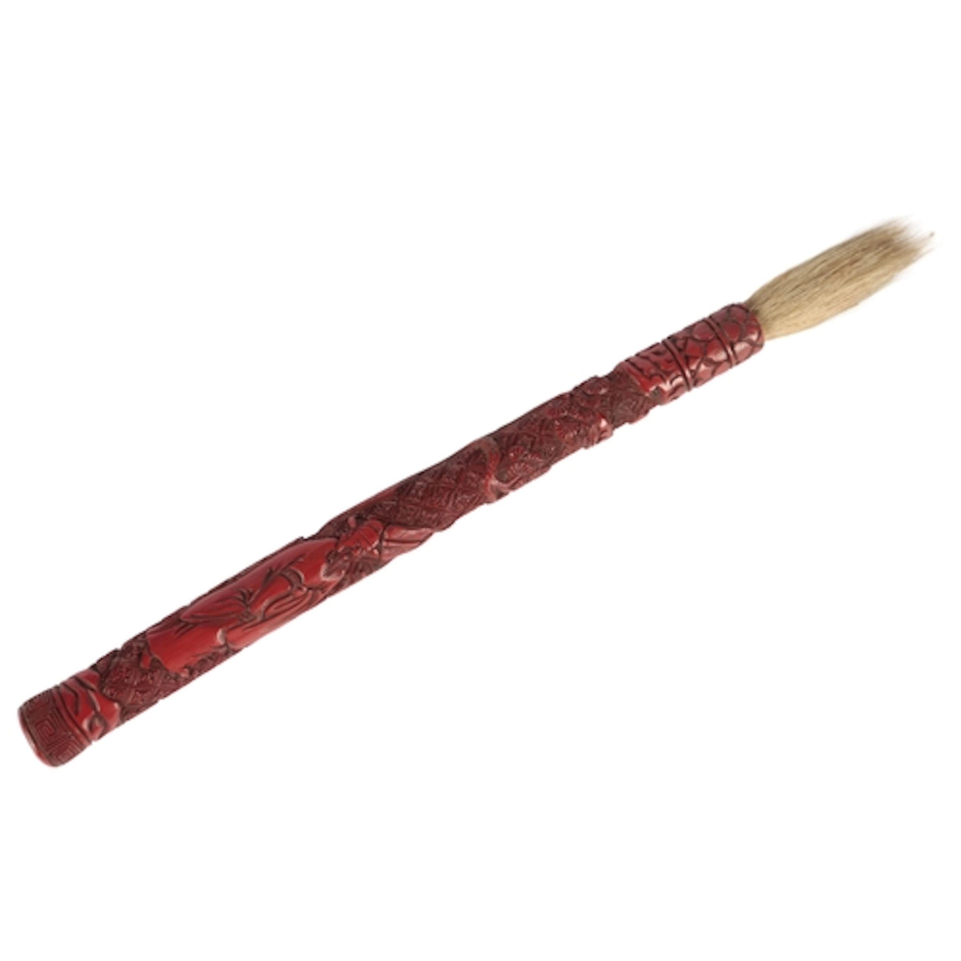 A Chinese cinnabar lacquer calligraphy brush, Ming dynasty, ...