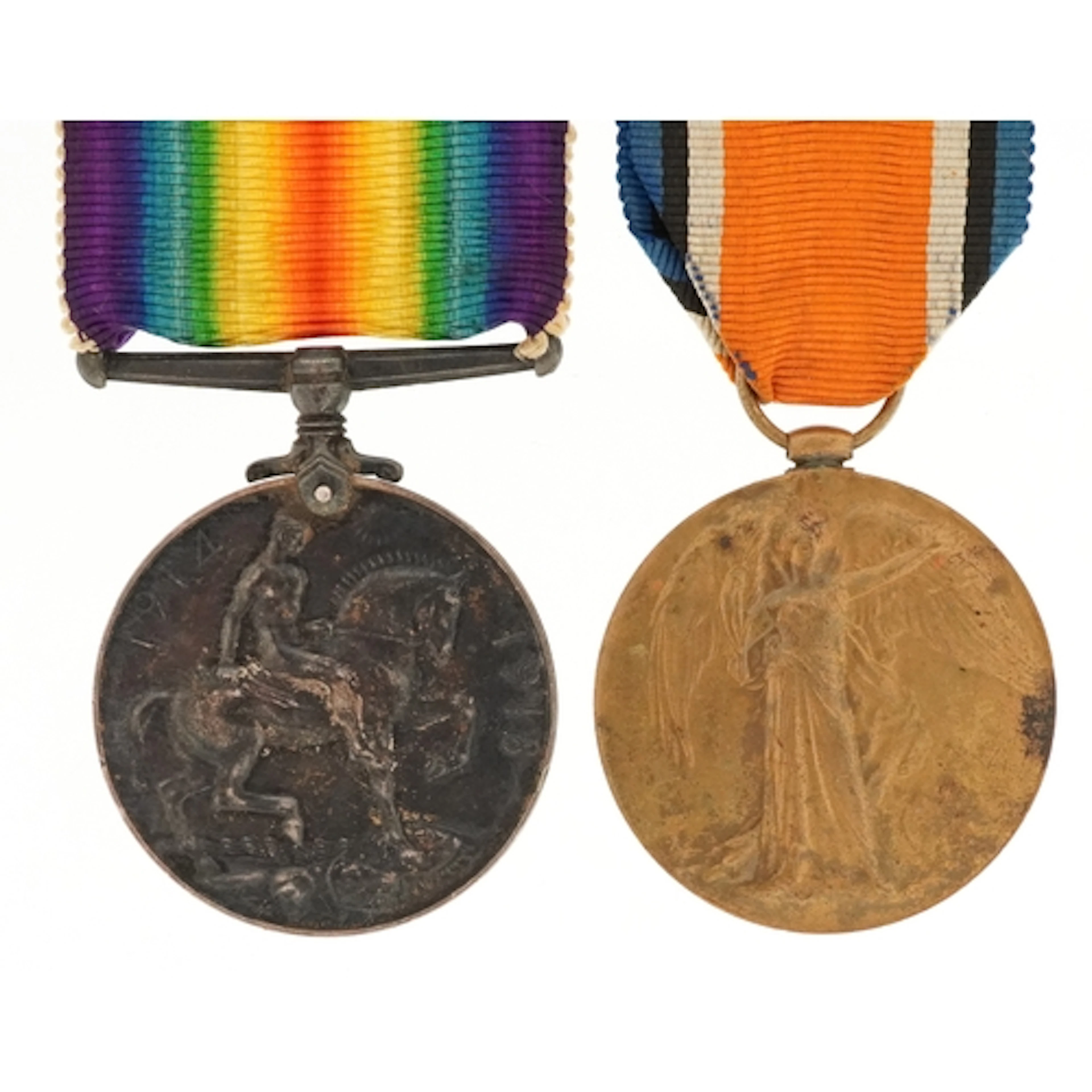 British military World War I medal pair awarded to 1076 DVR....