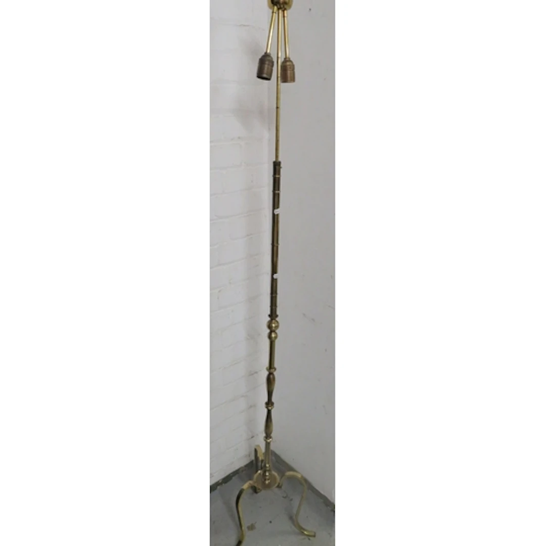 Vintage Brass Adjustable Floor Lamp, tripod supports approx....