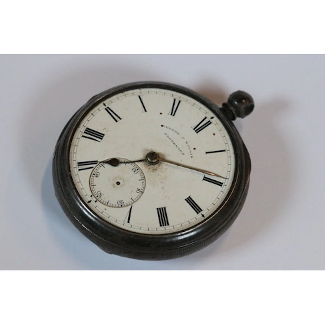 Silver cased pocket watch, the enamel dial with Roman numera...