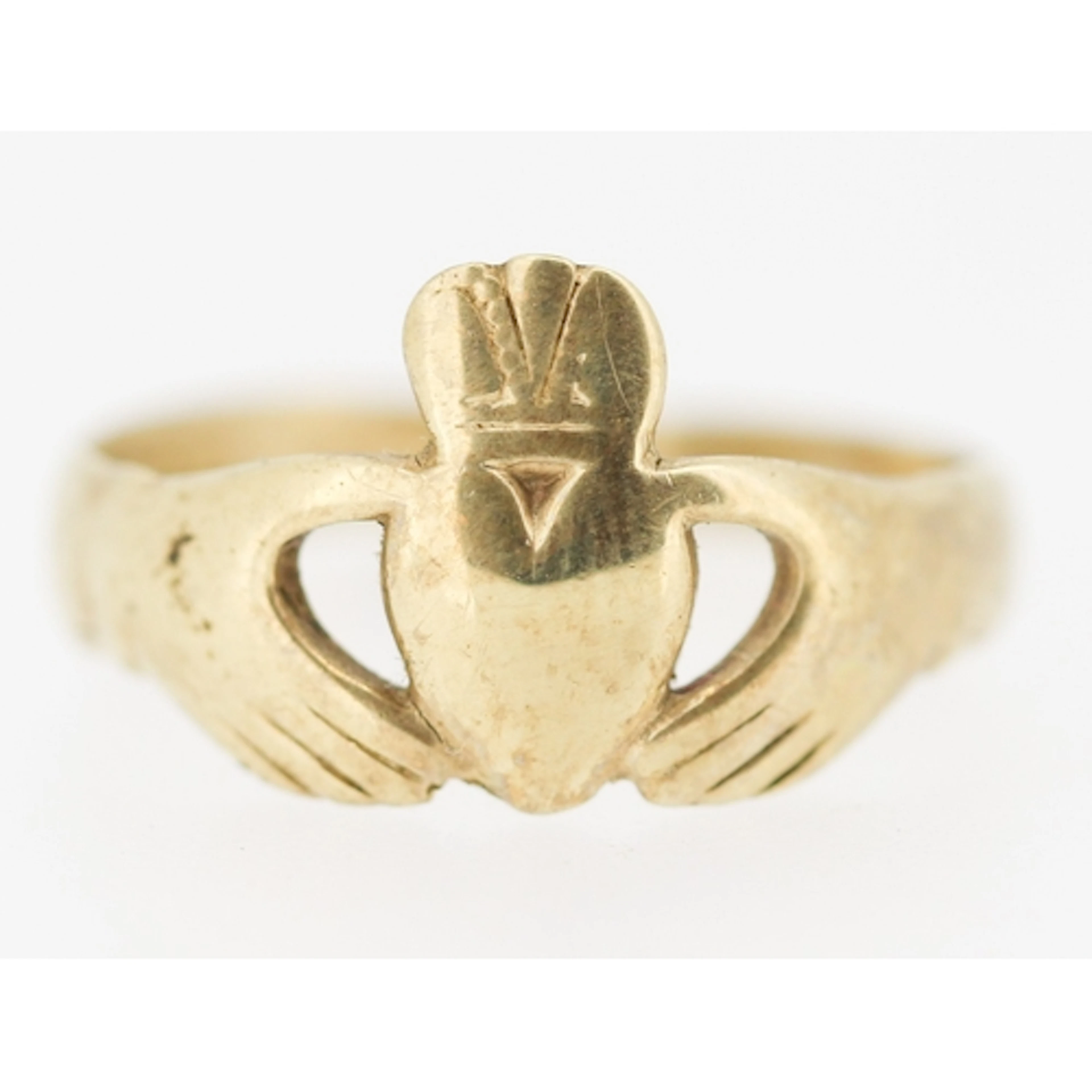 9 Carat Yellow Gold Claddagh Ring, Size W