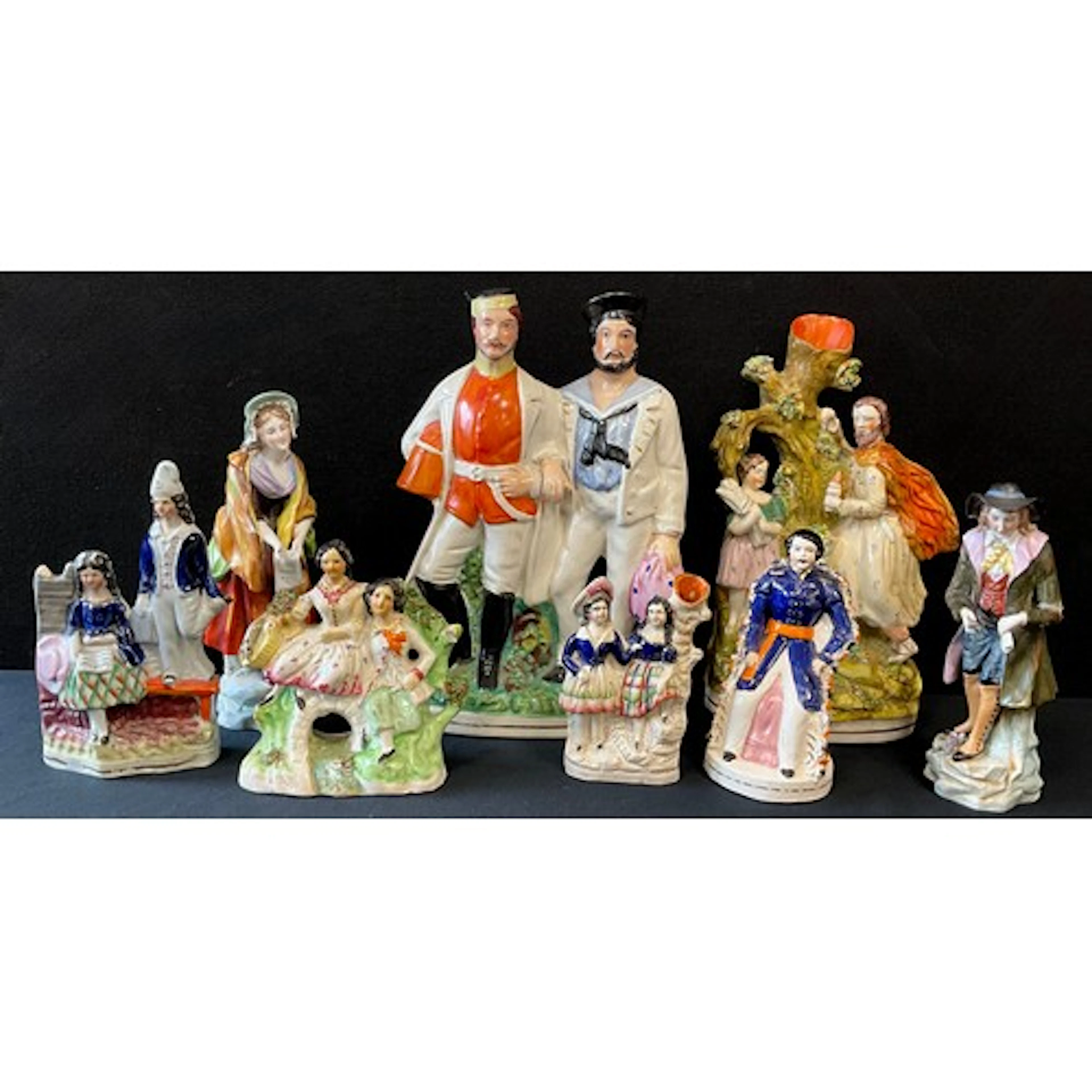 Staffordshire - a large 19th century flat back figure group ...