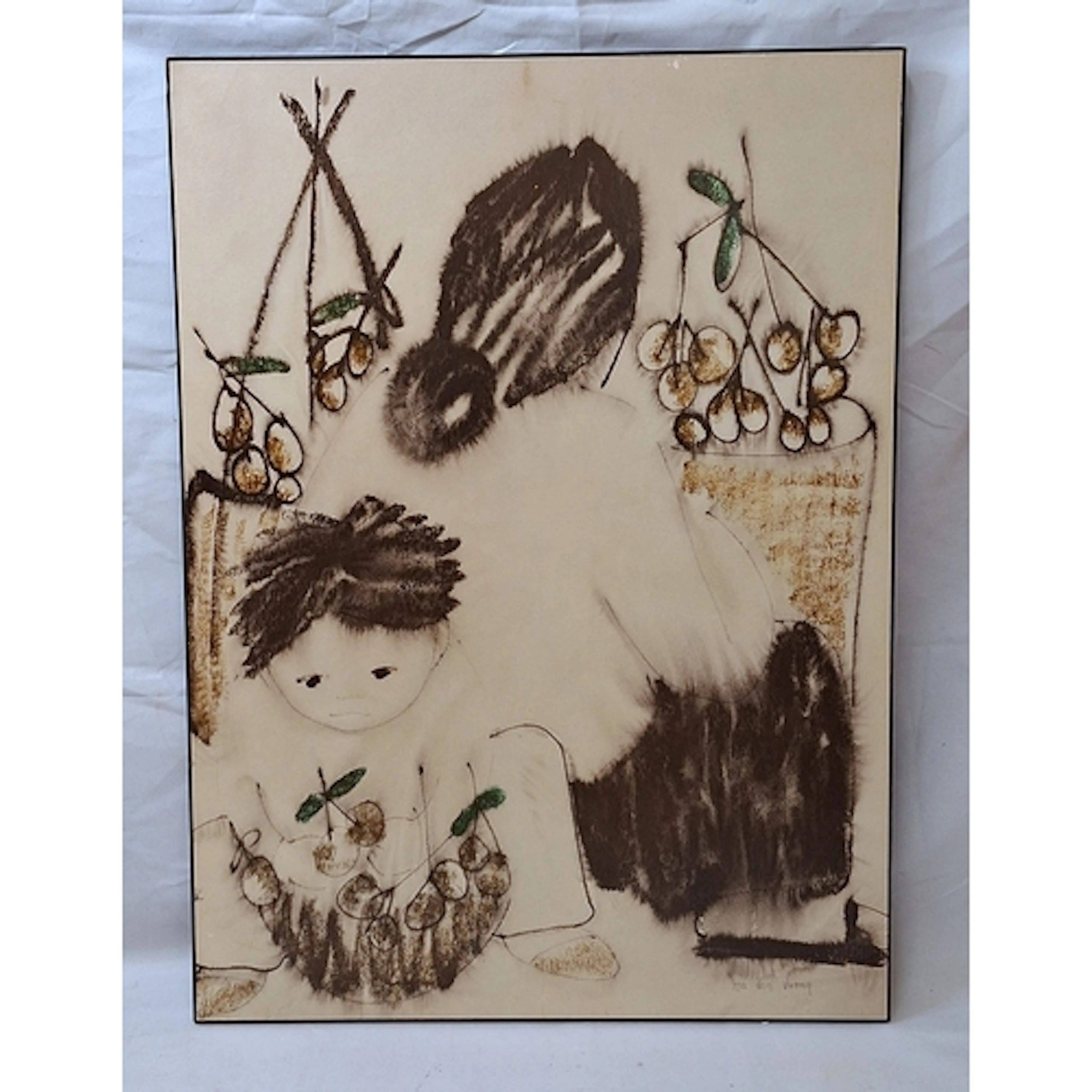 Athena Print on Board entitled 'Helping Mother' by Ha Van Vu...