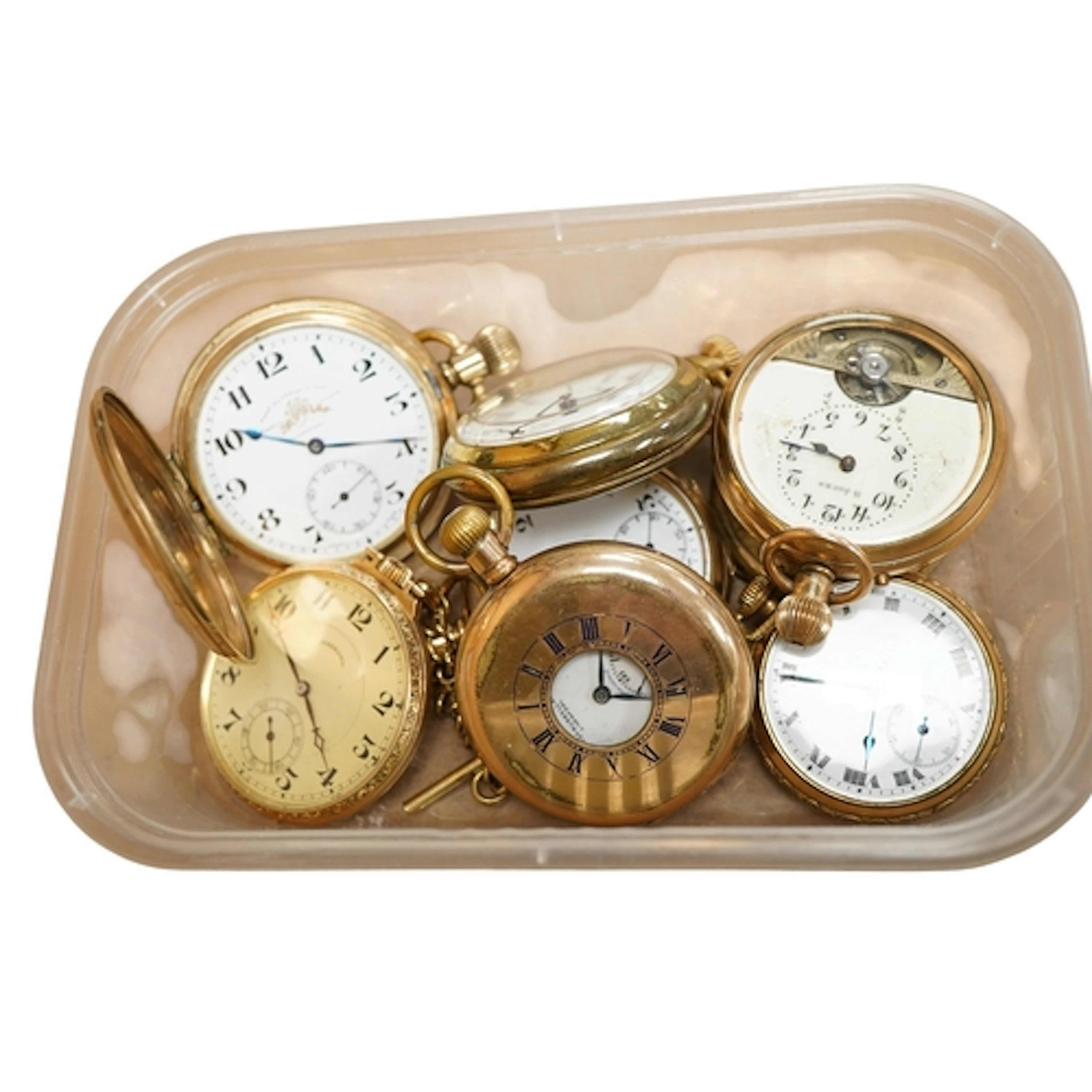 A gold plated hunter keyless pocket watch by Thomas Russell ...