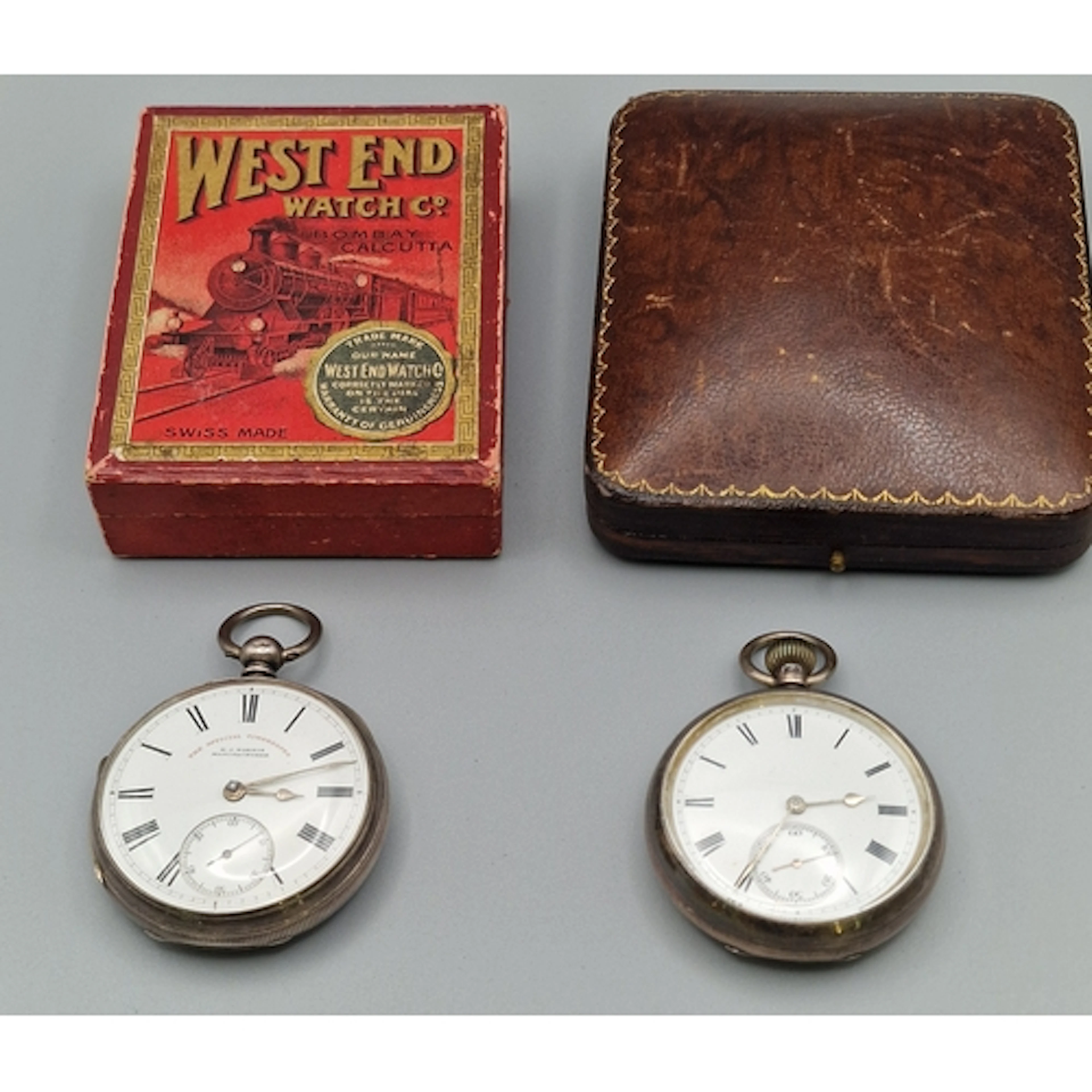 Two silver open faced pocket watches, one key wind, the Roma...