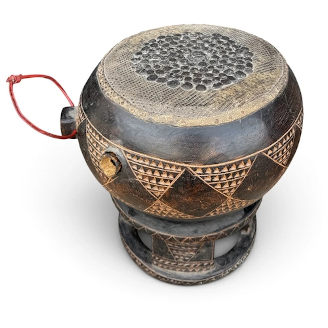 AN AFRICAN DRUM 36cm x 30cm