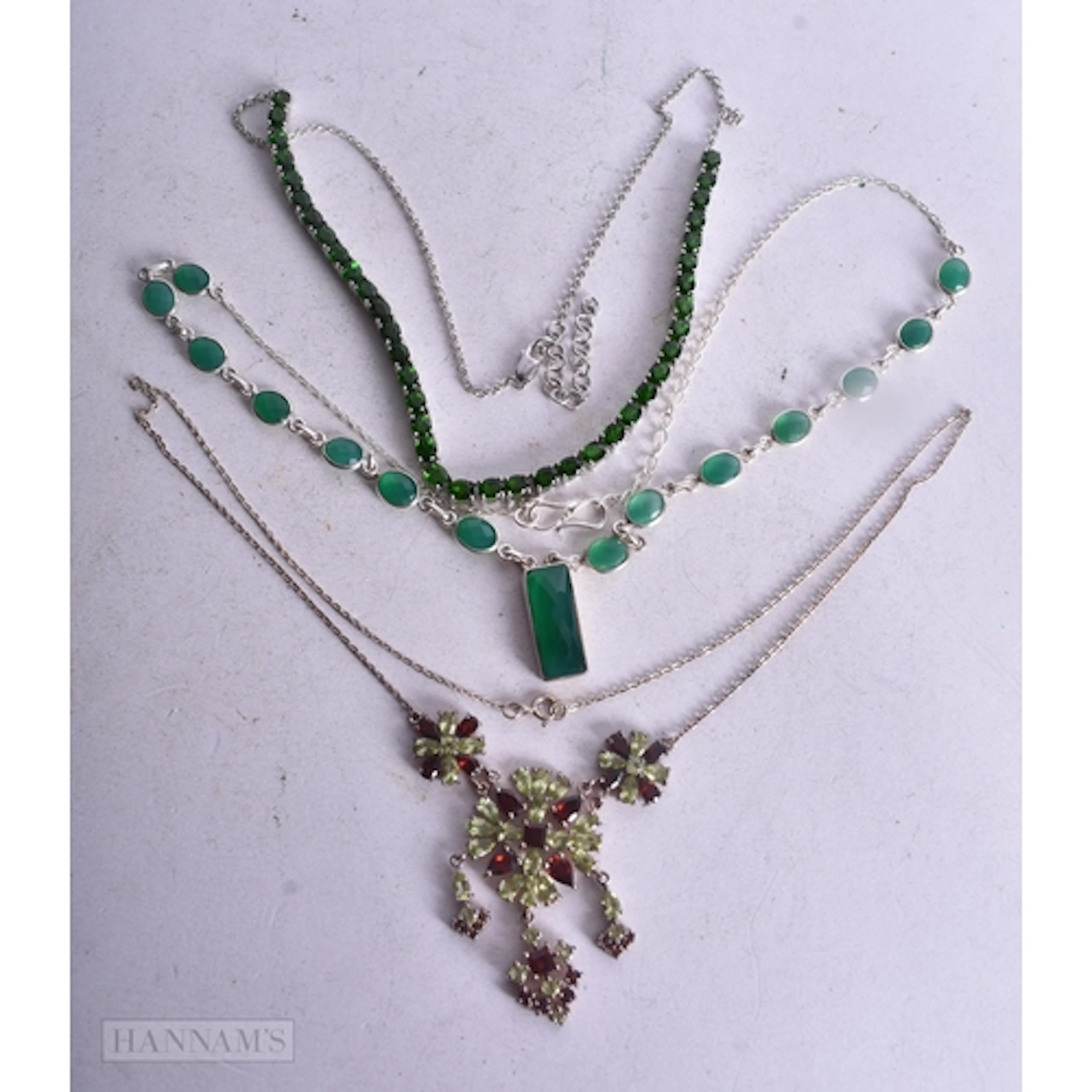 Collection of Sterling Silver Gemstone Necklaces inc. Gempor...