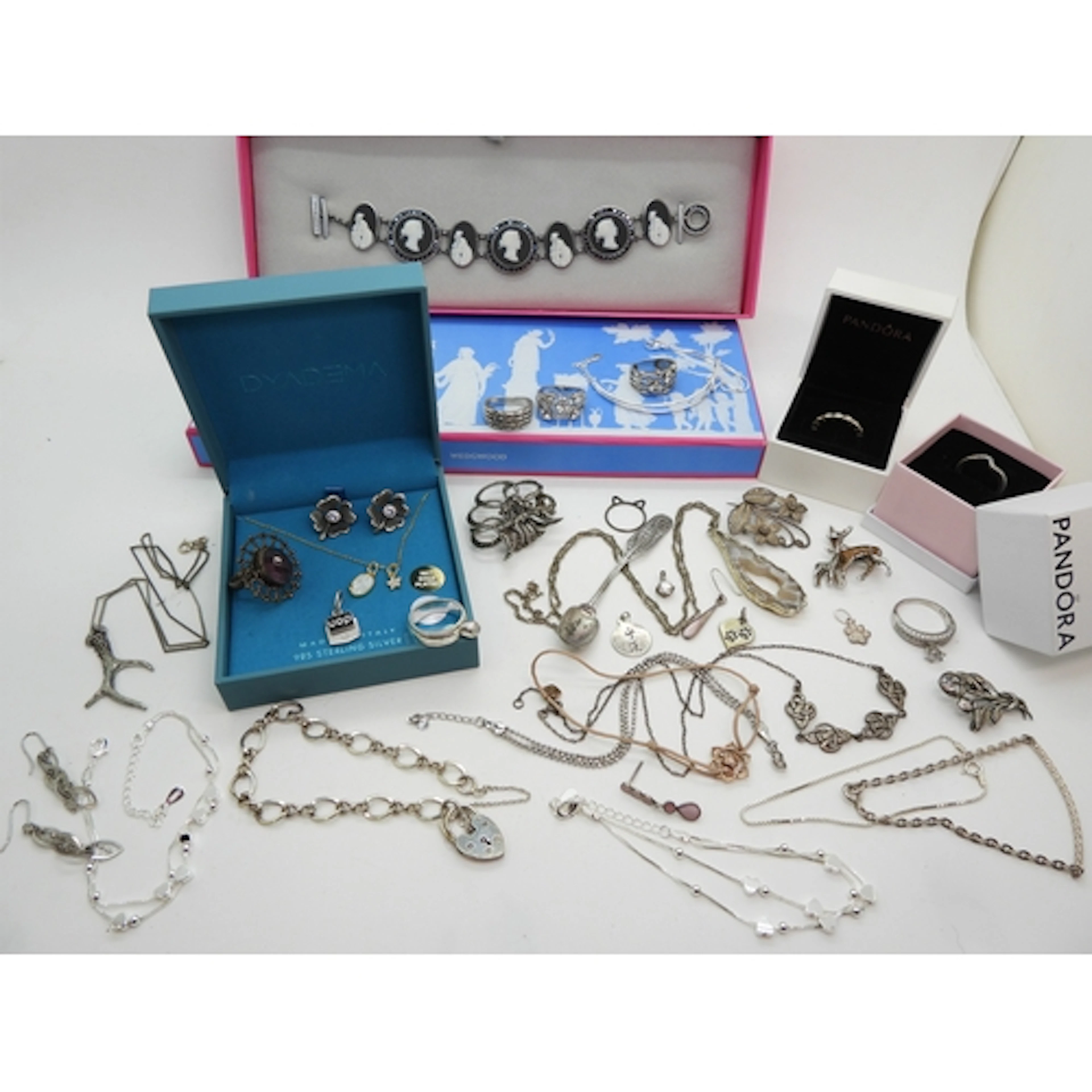A silver Wedgwood plaque bracelet in original box with paper...