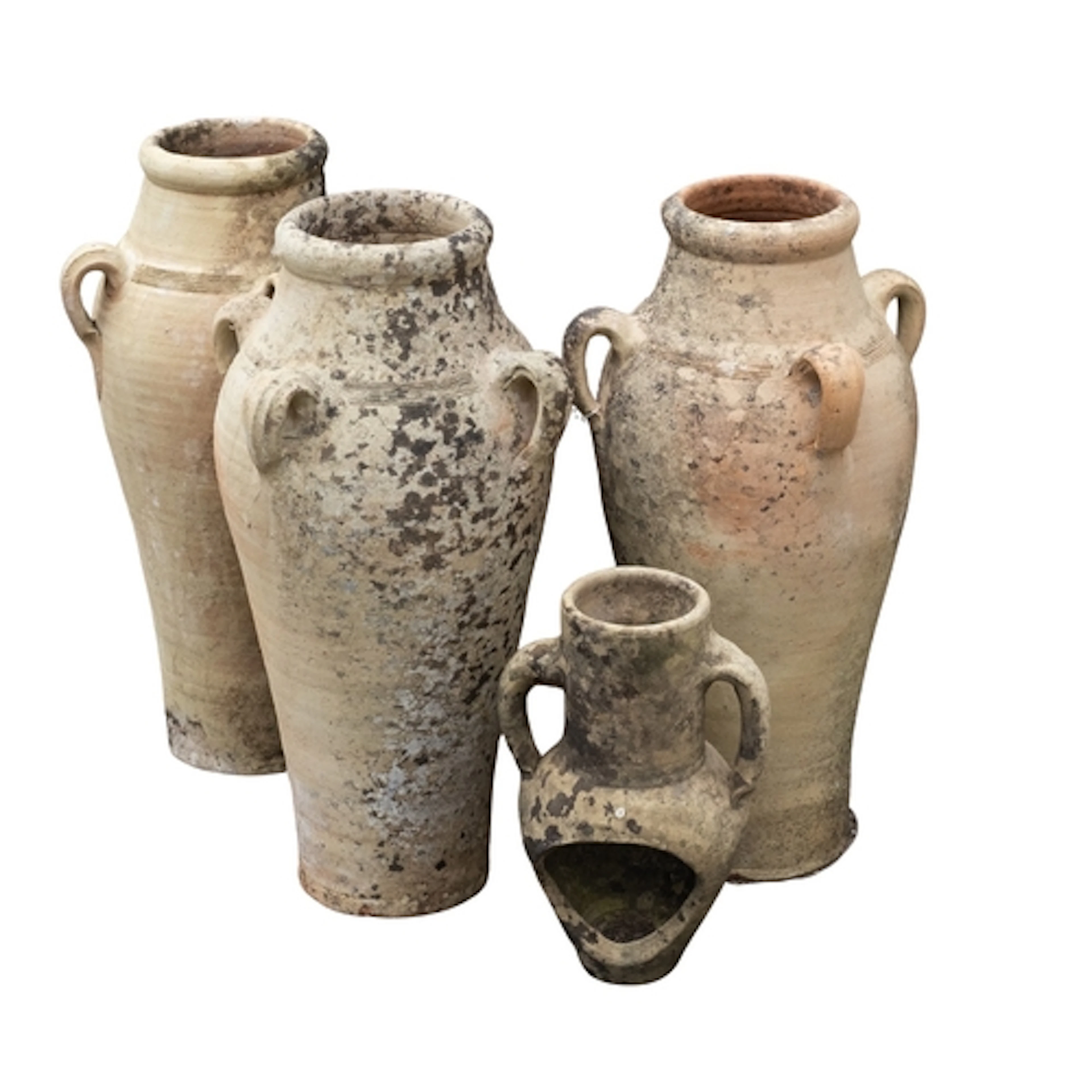 A set of three terracotta jars, 20th century; each of balust...