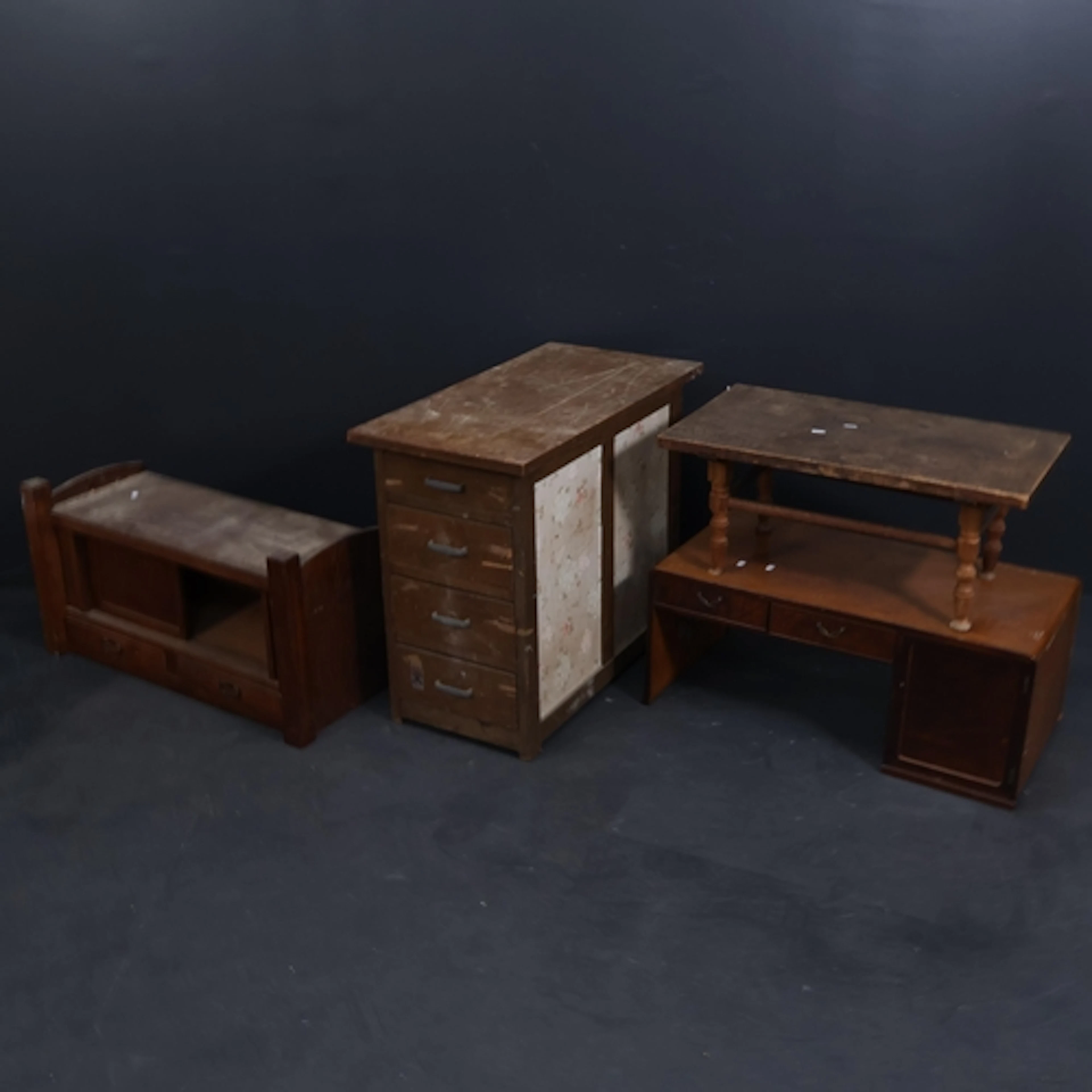 A group of vintage Japanese furniture to include a small wri...