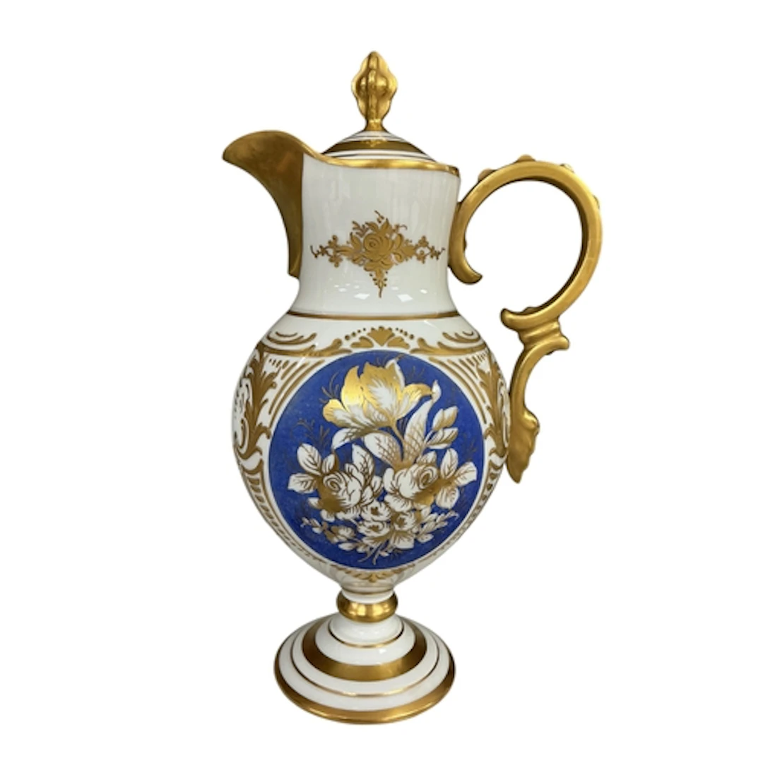 A continental porcelain baluster chocolate pot, bears Sevres...