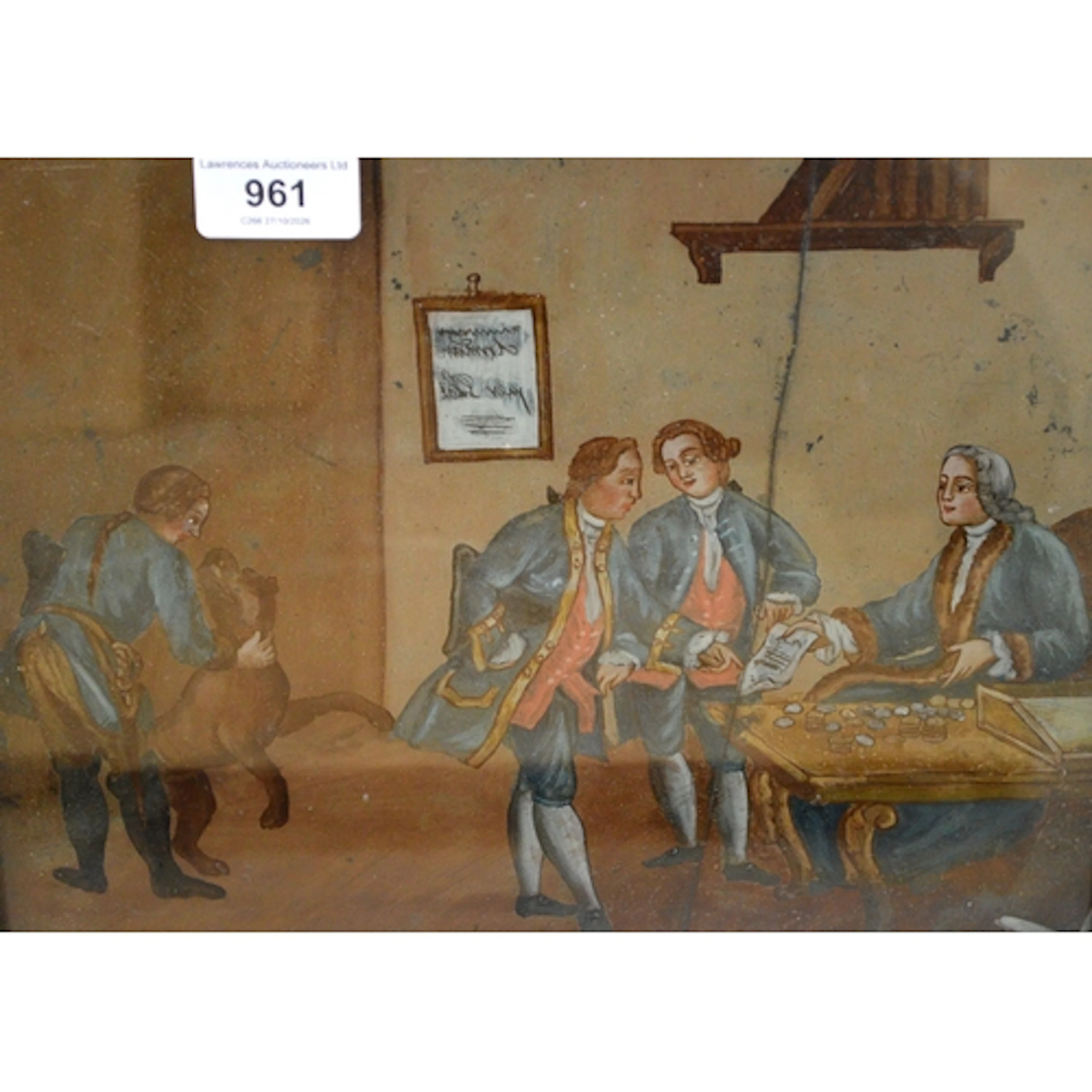 Pair of 19th Century reverse paintings on glass, figures at ...
