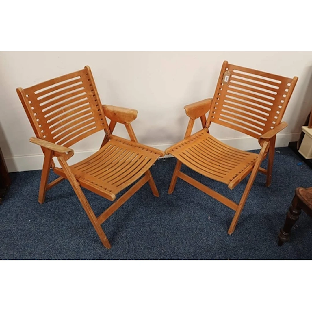 PAIR OF MID 20TH CENTURY 'REX' BENTWOOD FOLDING CHAIRS BY NI...