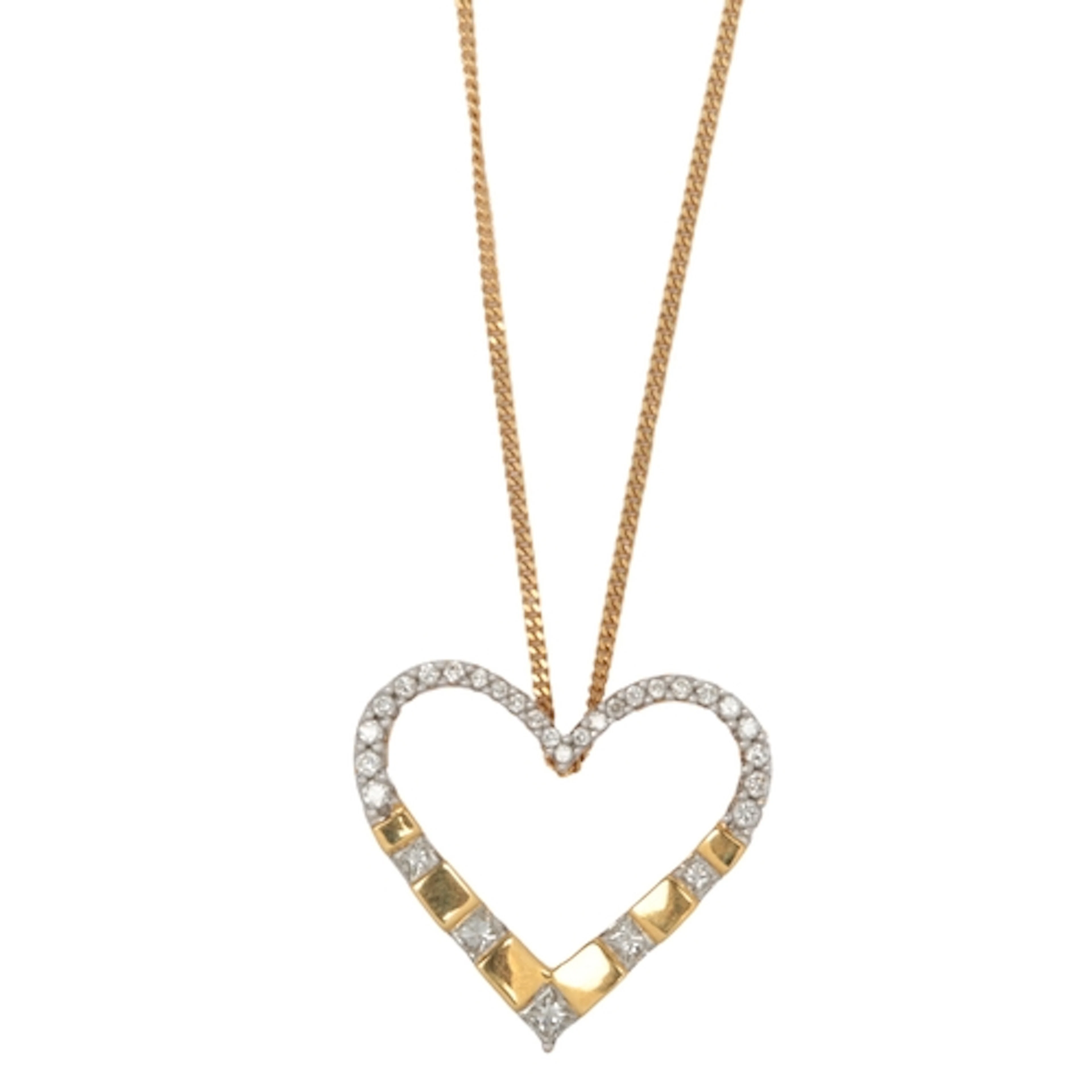 A diamond pendant necklace, designed as a heart, set with br...