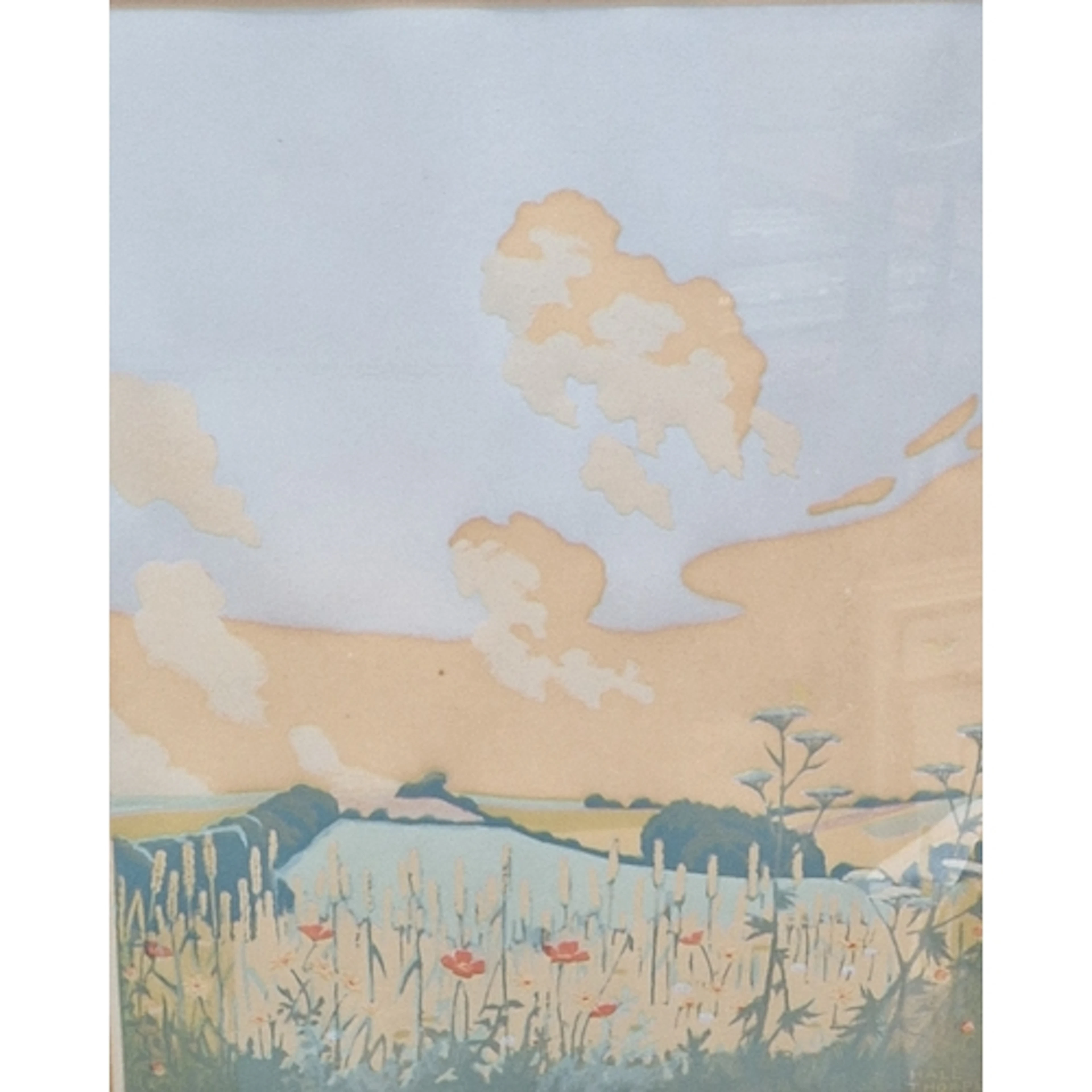 JOHN HALL THORPE. Landscape with Flowers, colour print, sign...