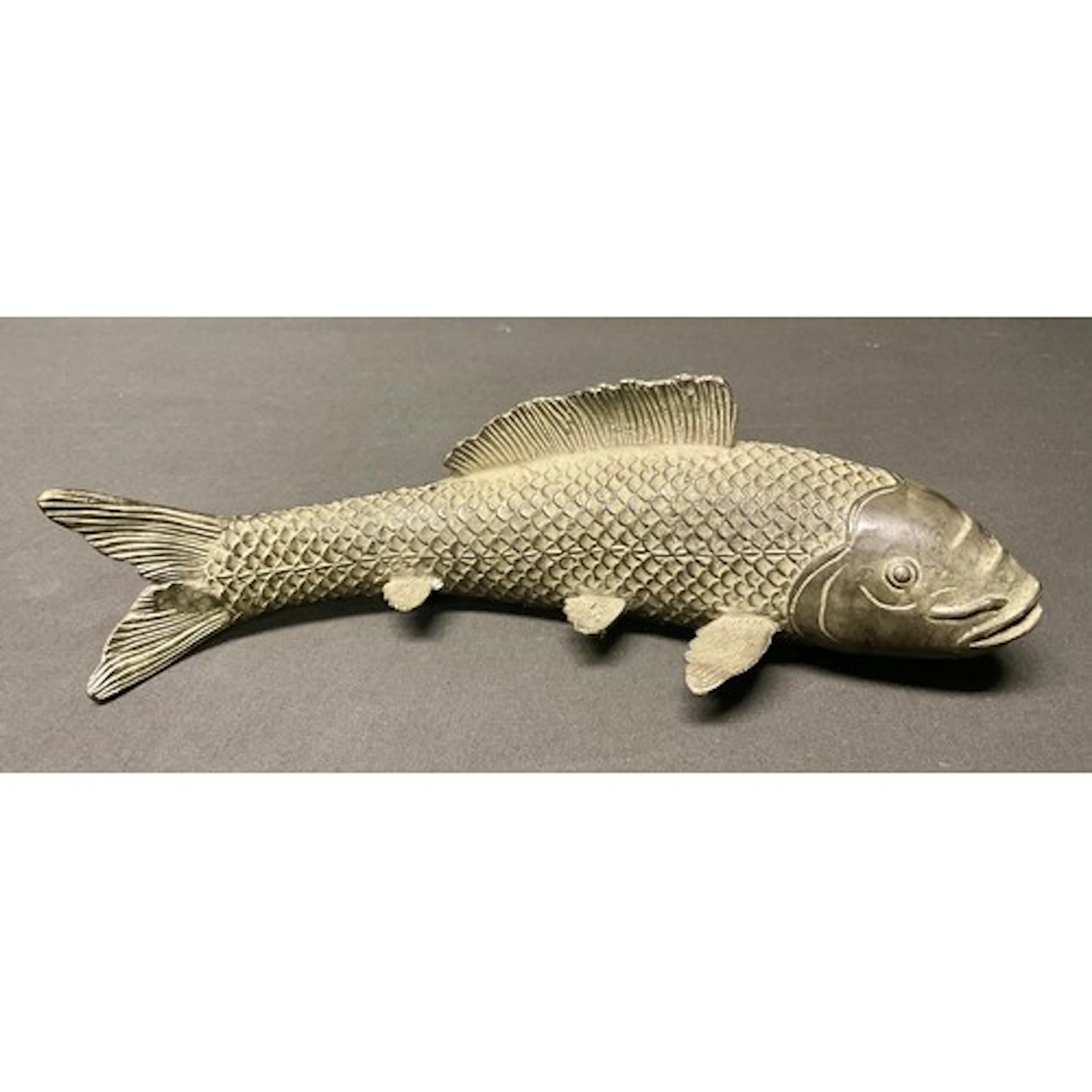 A Japanese Meiji period type bronze carp, naturalistic pose,...