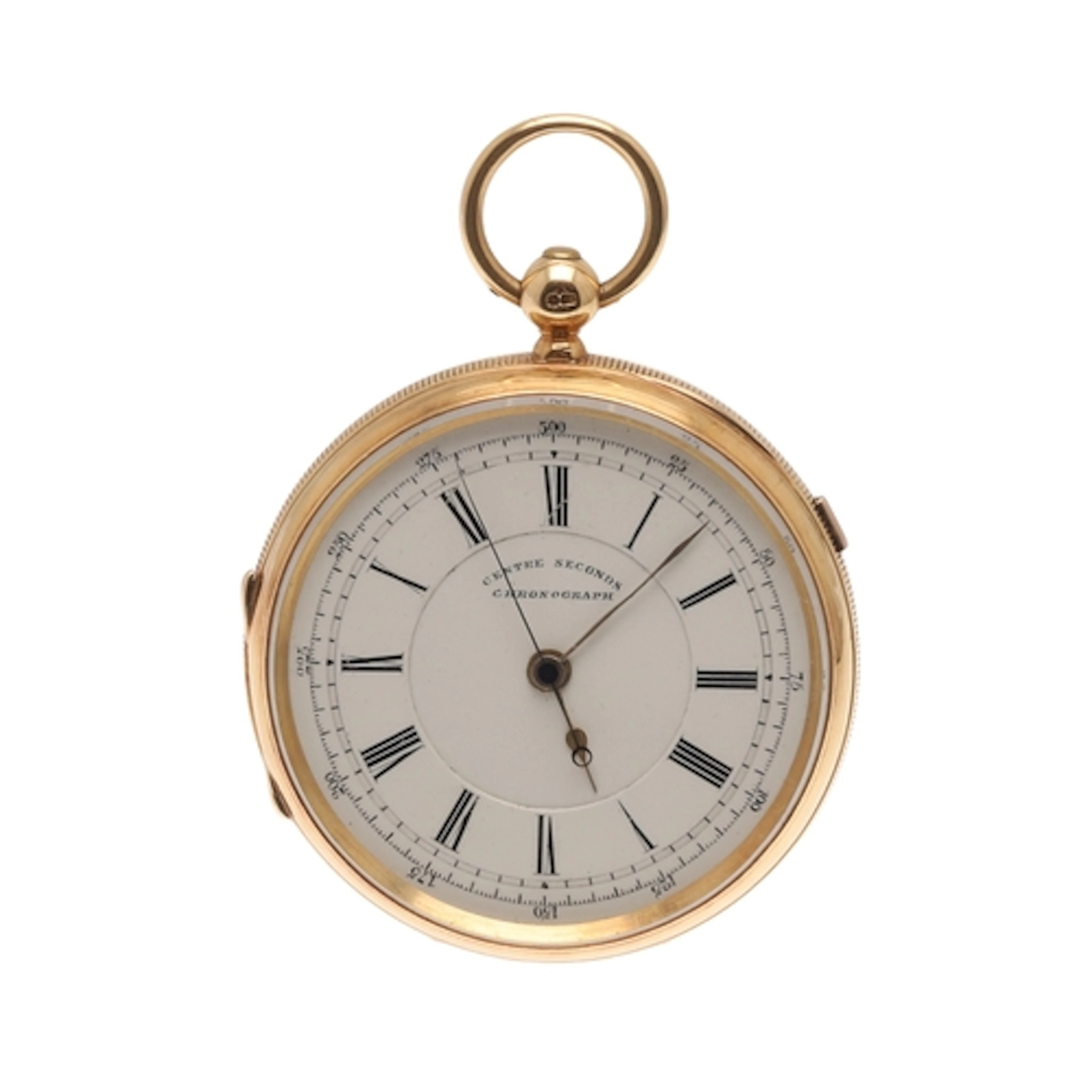 AN 18CT GOLD CENTRE SECONDS CHRONOGRAPH OPEN FACED POCKET WA...