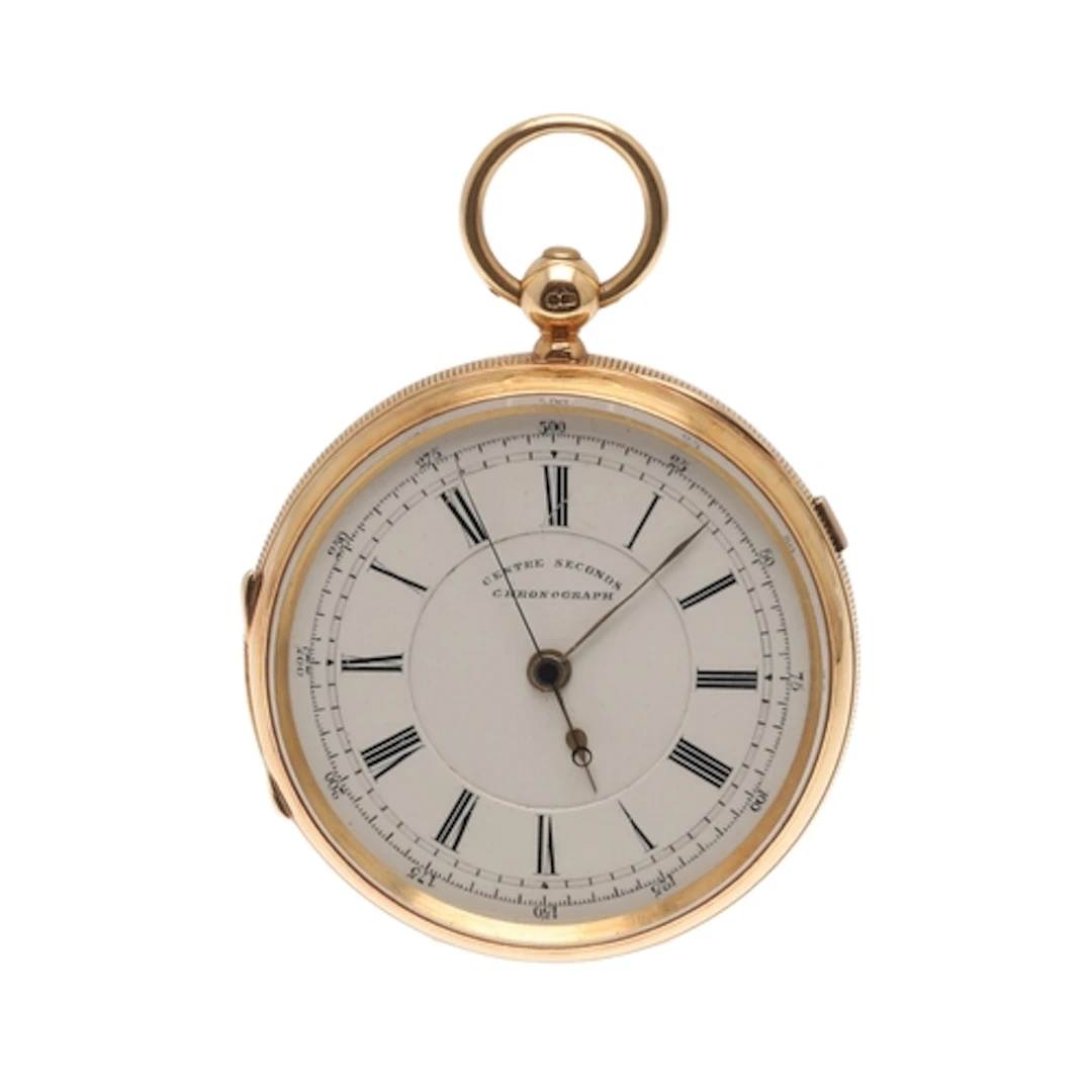 AN 18CT GOLD CENTRE SECONDS CHRONOGRAPH OPEN FACED POCKET WA...