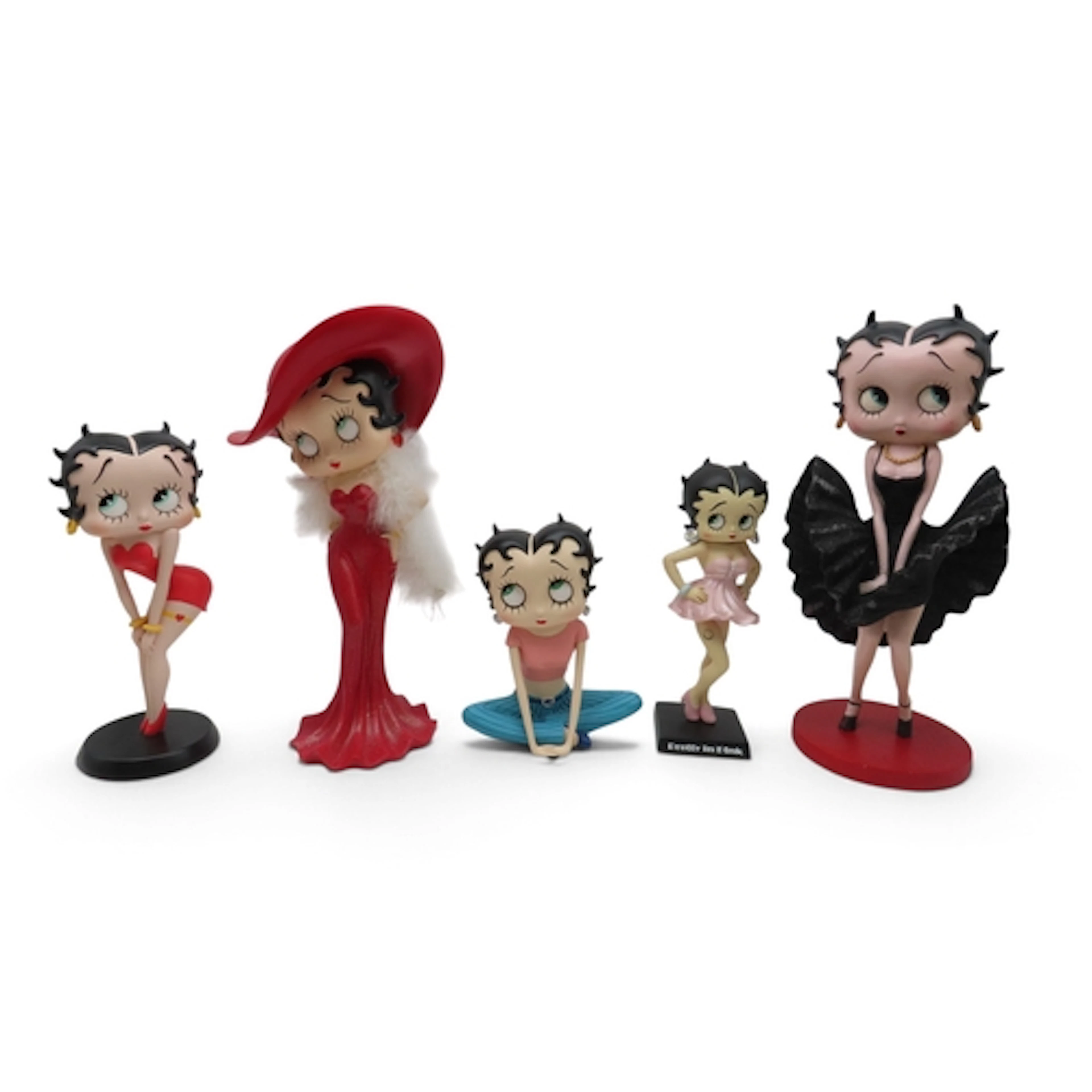 Five Betty Boop resin figures including Cool Breeze in black...