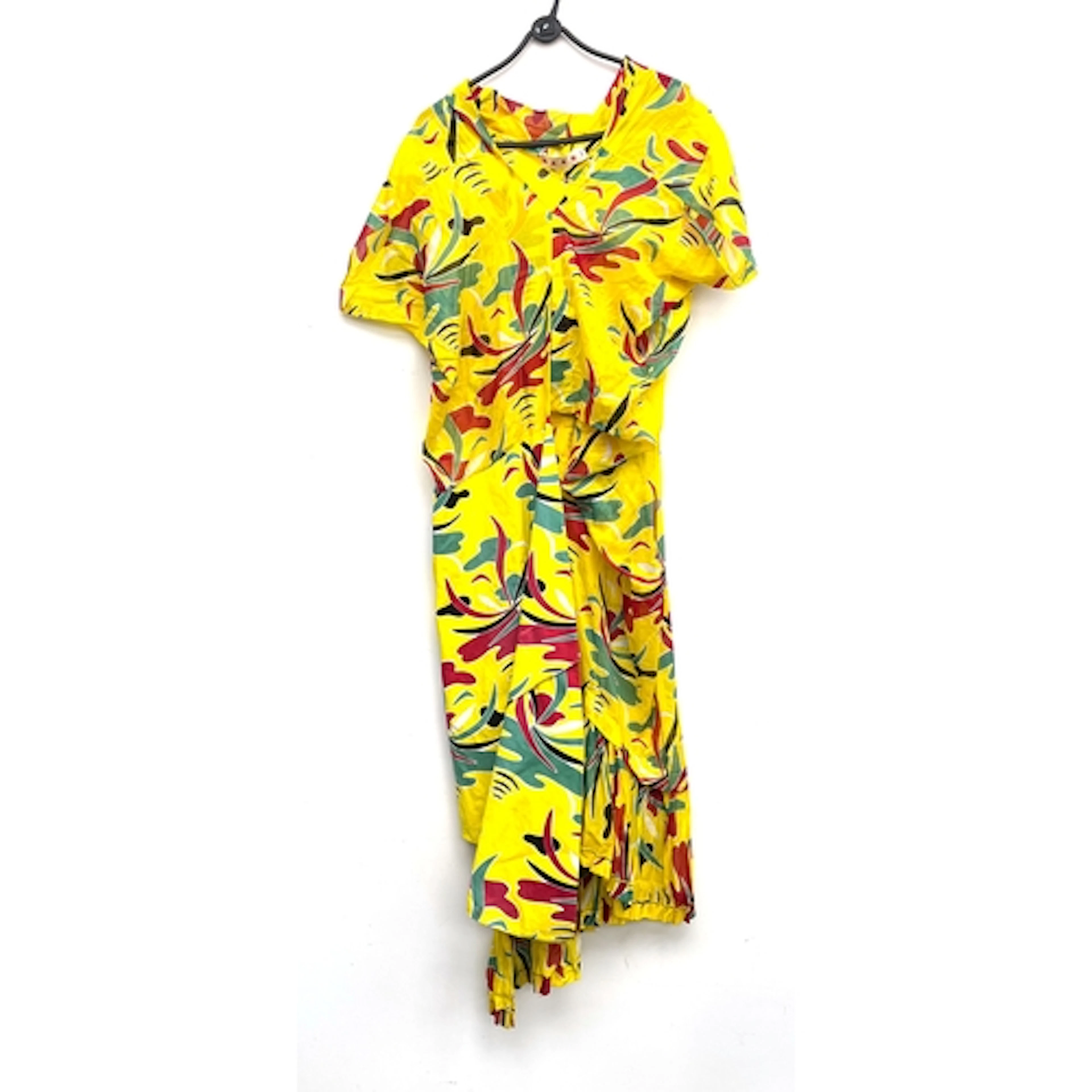 A Marni yellow cotton dress in a geometric green and purple ...