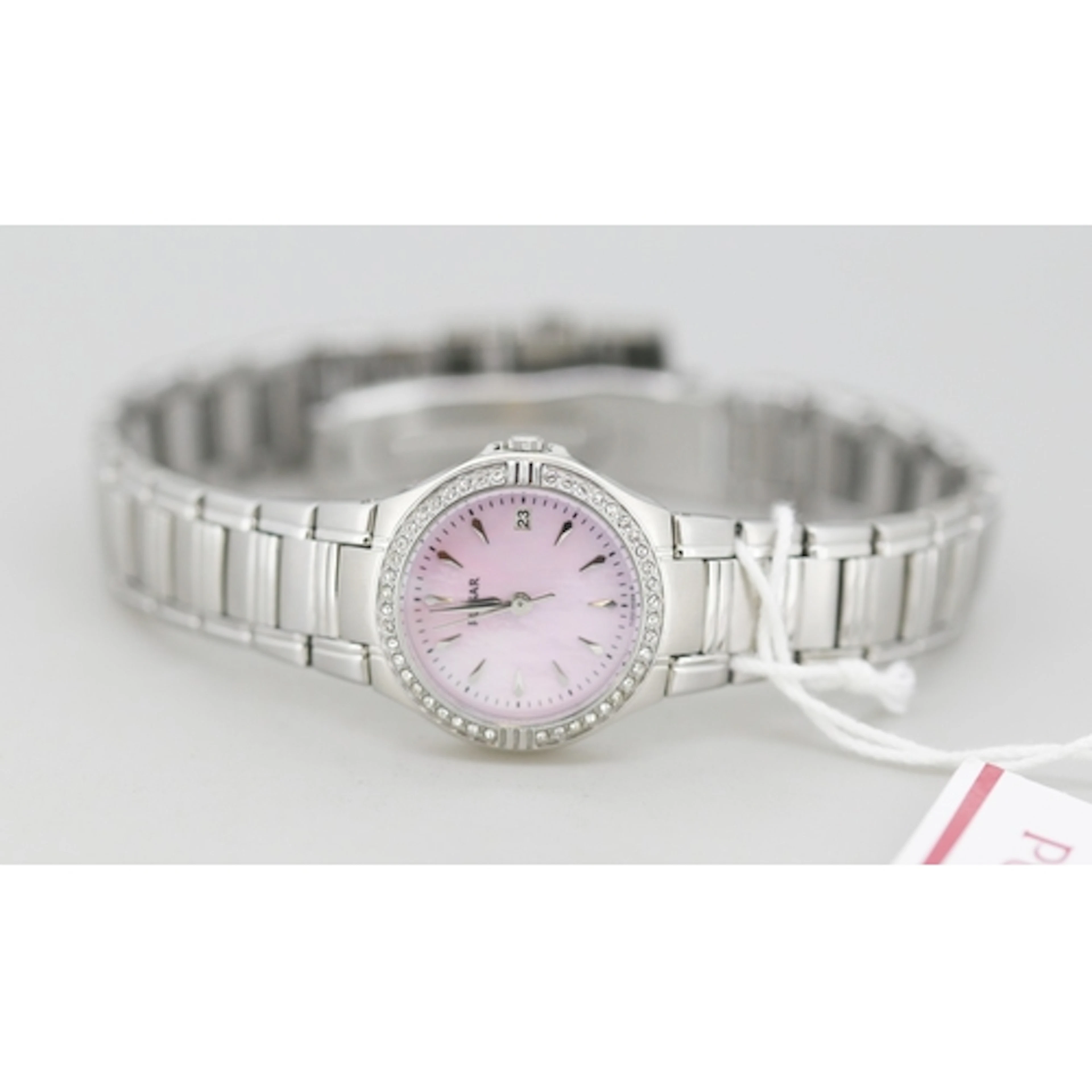 Pulsar Silver Tone Ladies Wristwatch Mother of Pearl Dial Cr...