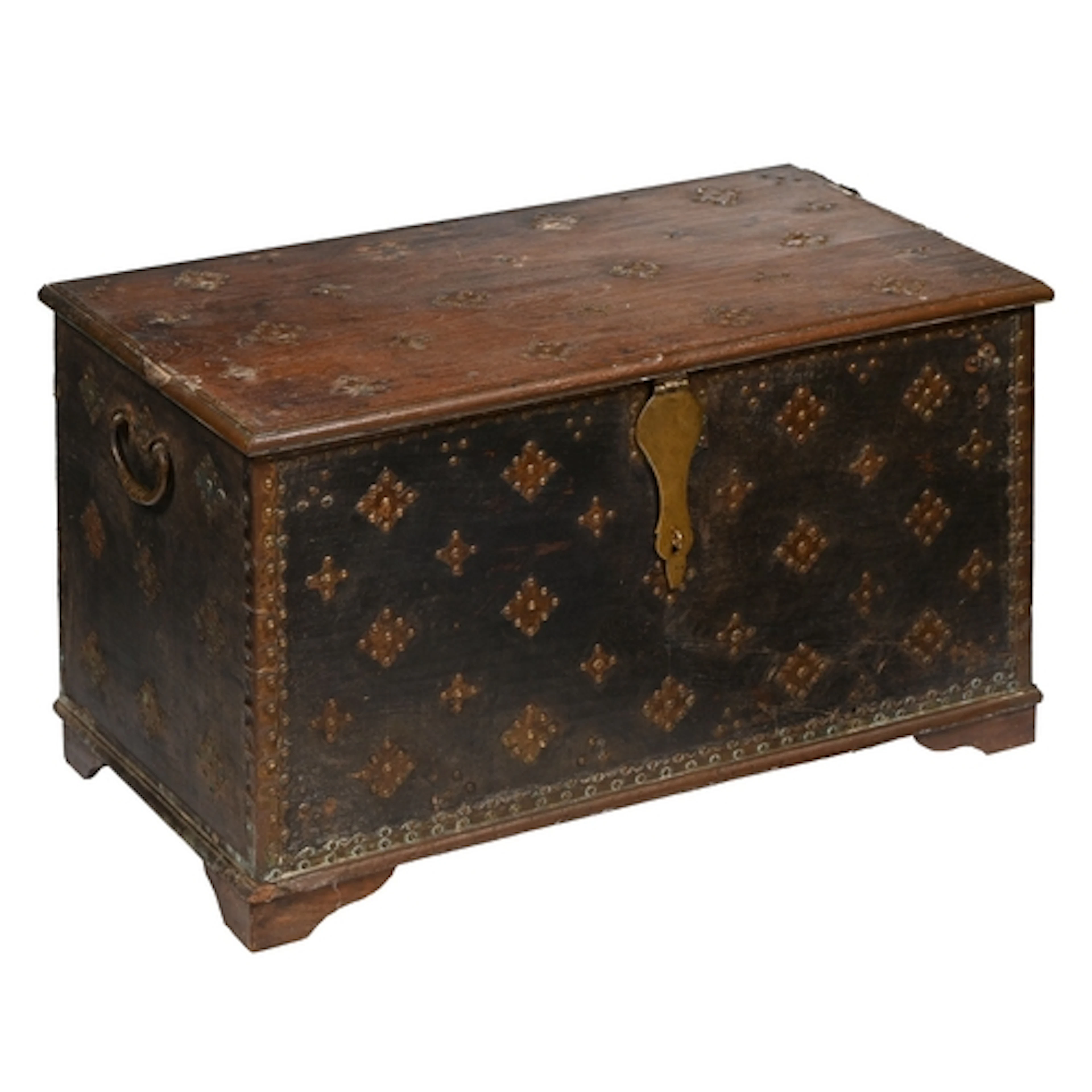 An Indonesian teak chest, Java, late 18th/early 19th c, with...