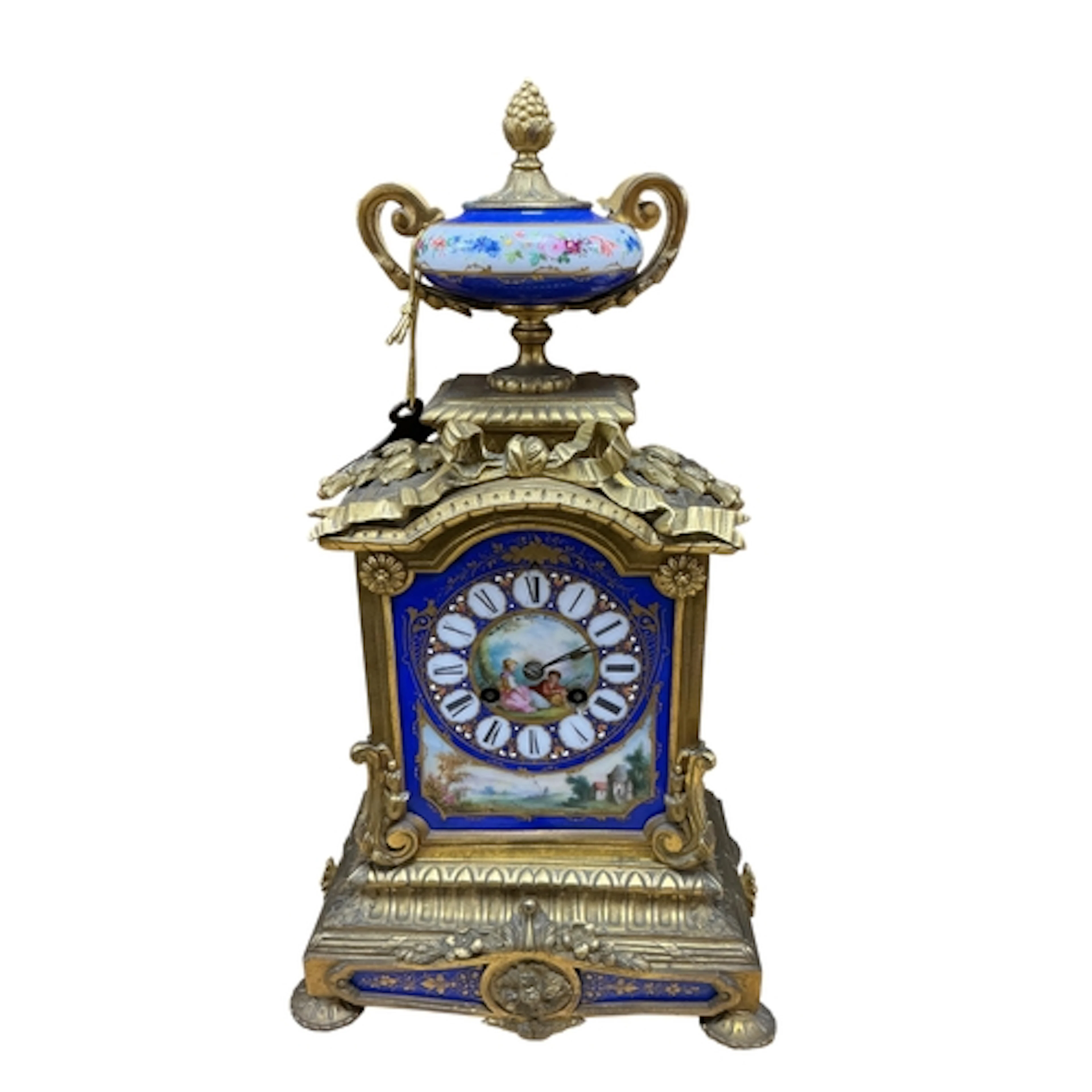 A late 19th century French ormolu and Sevres style porcelain...