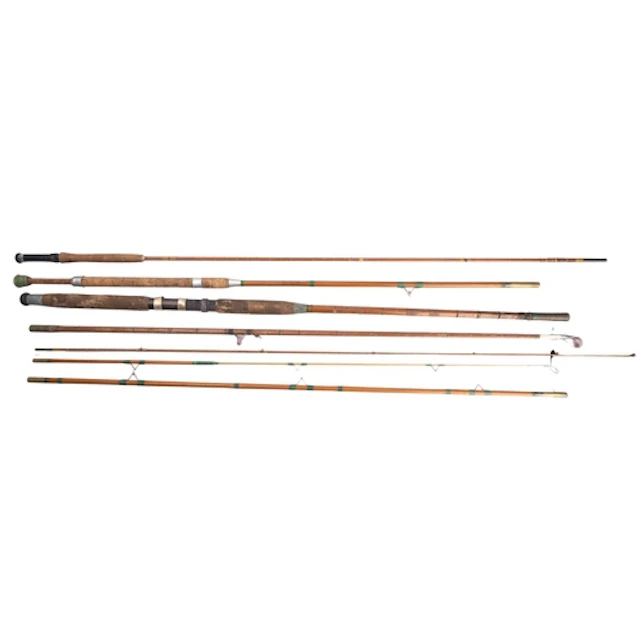 Three piece green heart rod, unsigned and two piece split ca...