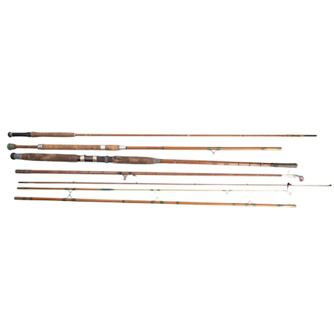 Three piece green heart rod, unsigned and two piece split ca...