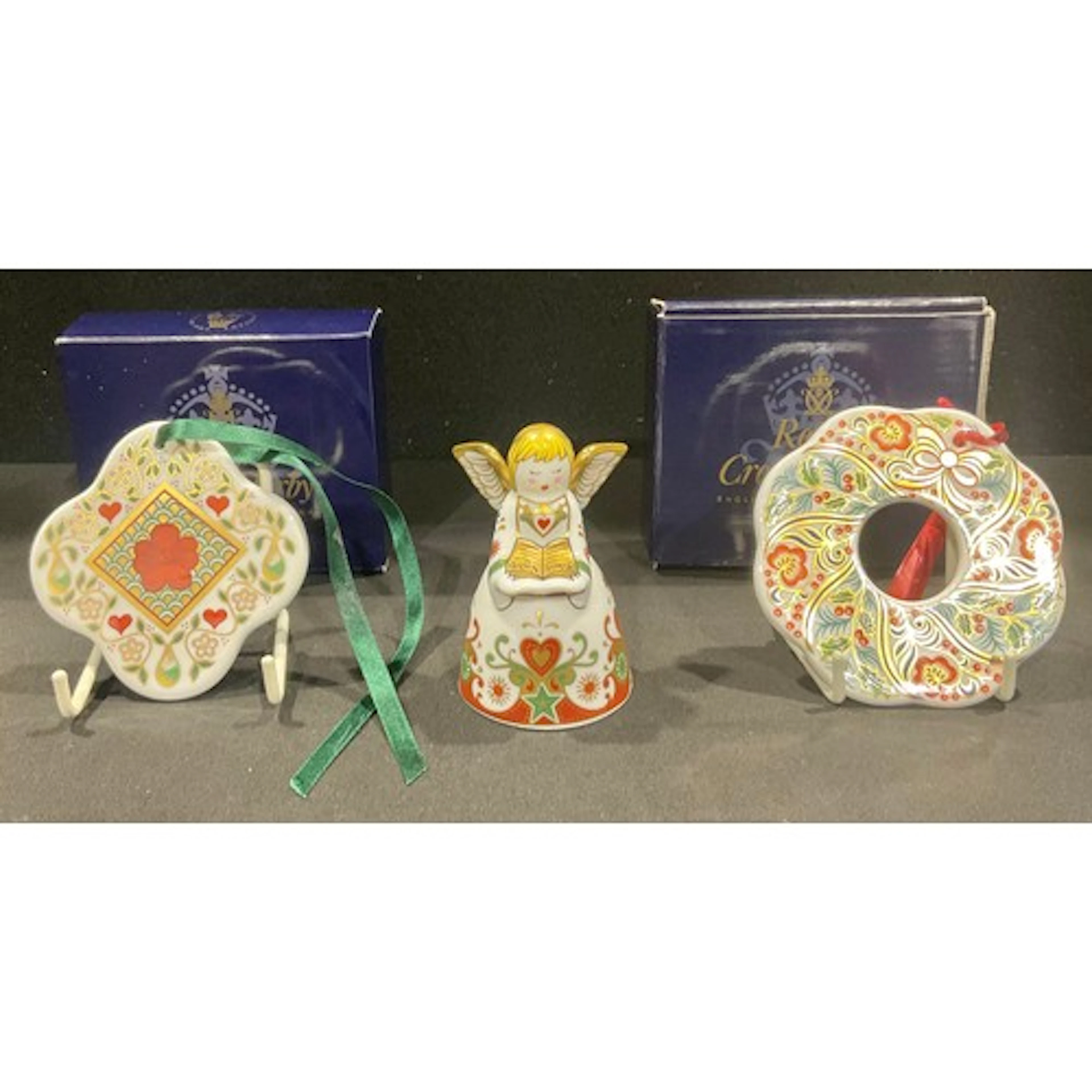 A pair of Royal Crown Derby Christmas Tree Decorations the 1...