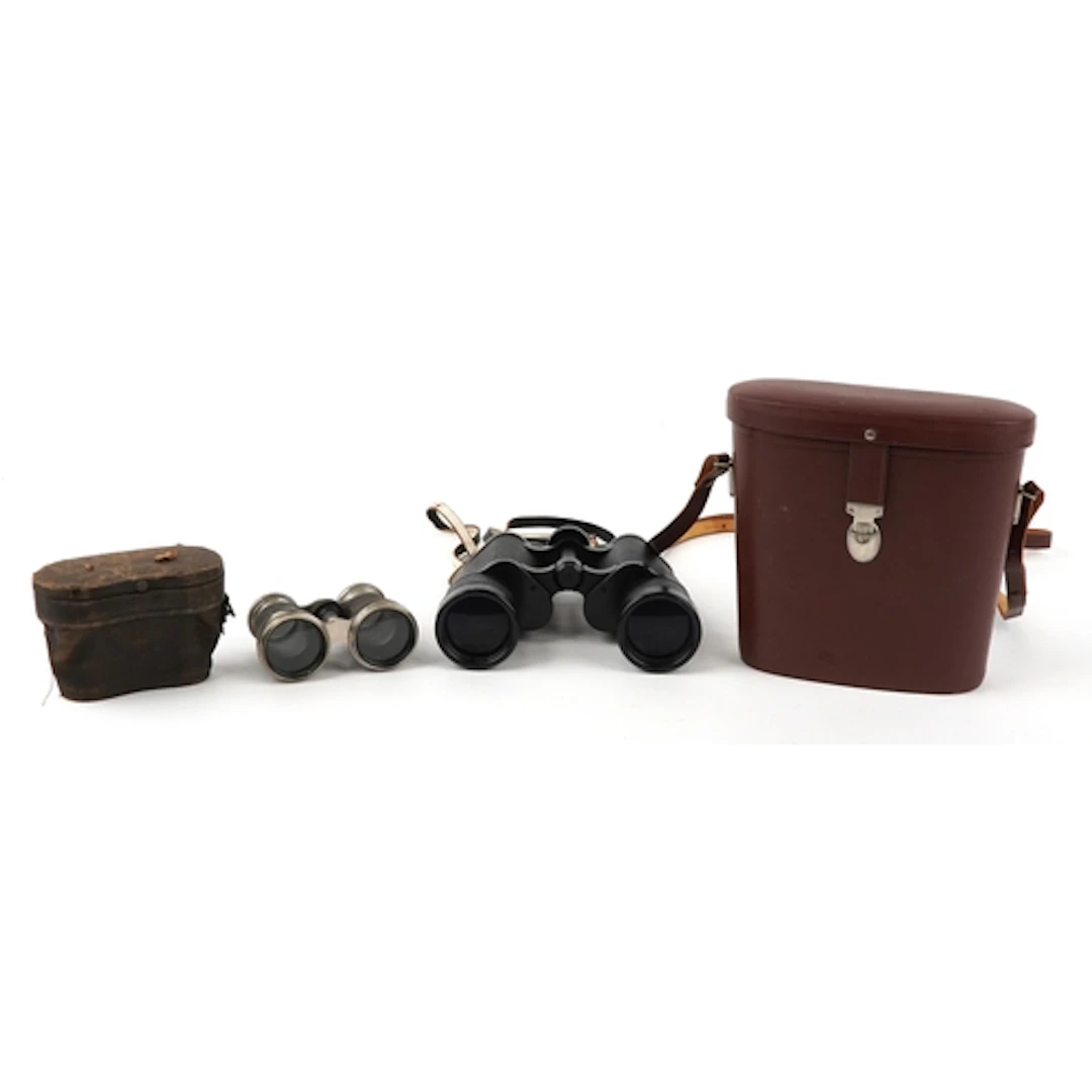 Two pairs of binoculars comprising Carl Zeiss Jena 10 x 50 w...