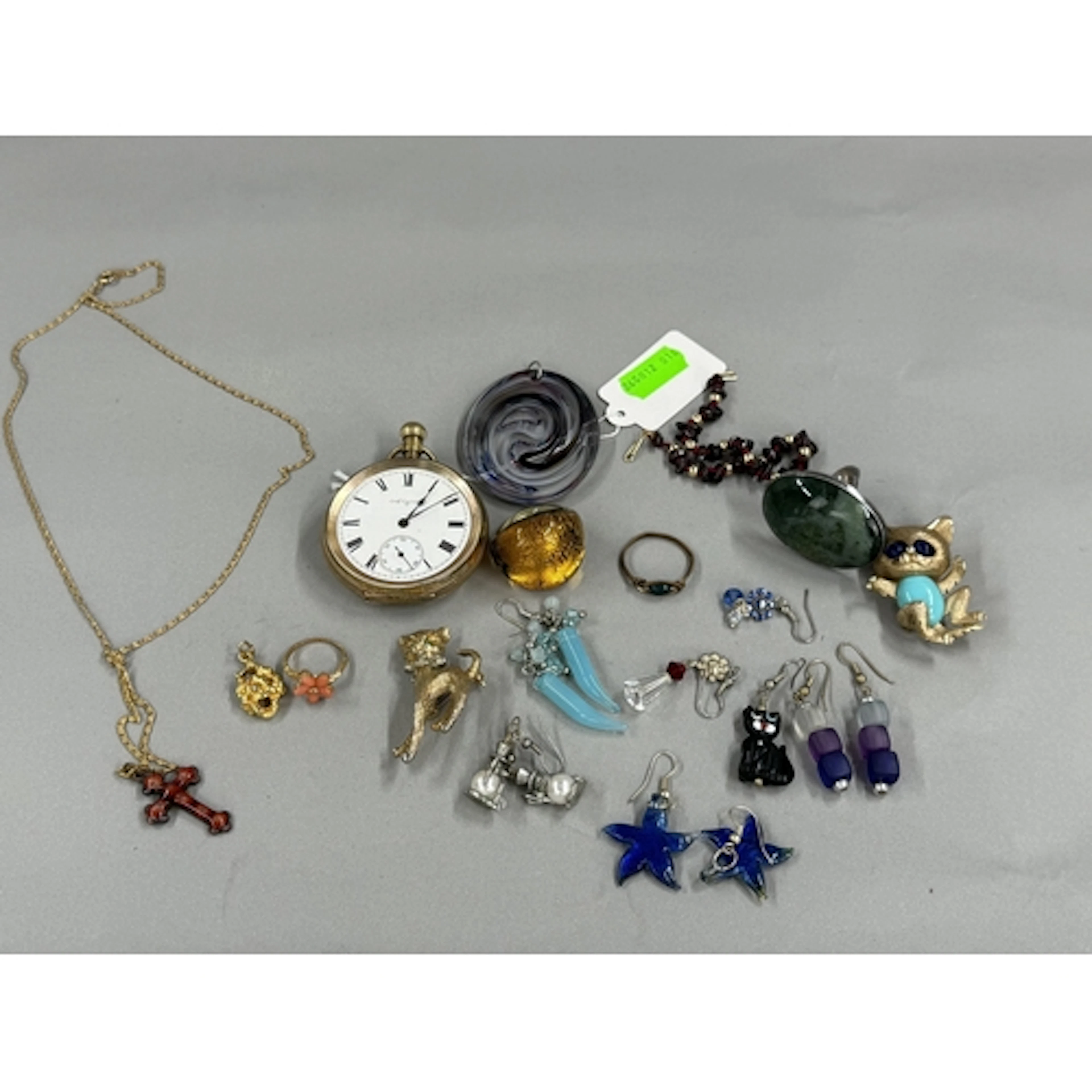 Costume Jewellery: a gold plated open faced Elgin pocket wat...
