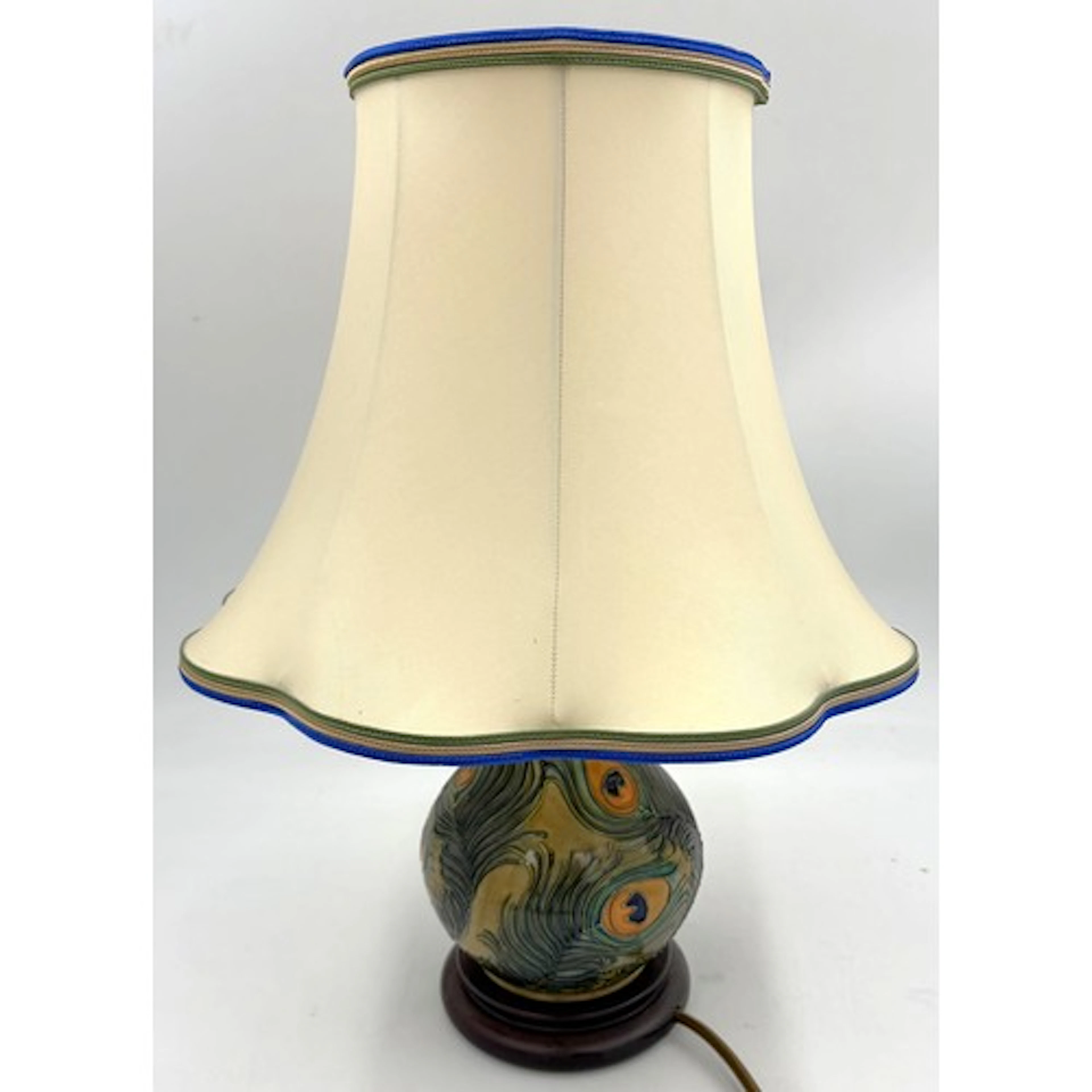 Moorcroft table 'Peacock Feather' table lamp by Rachael Bish...