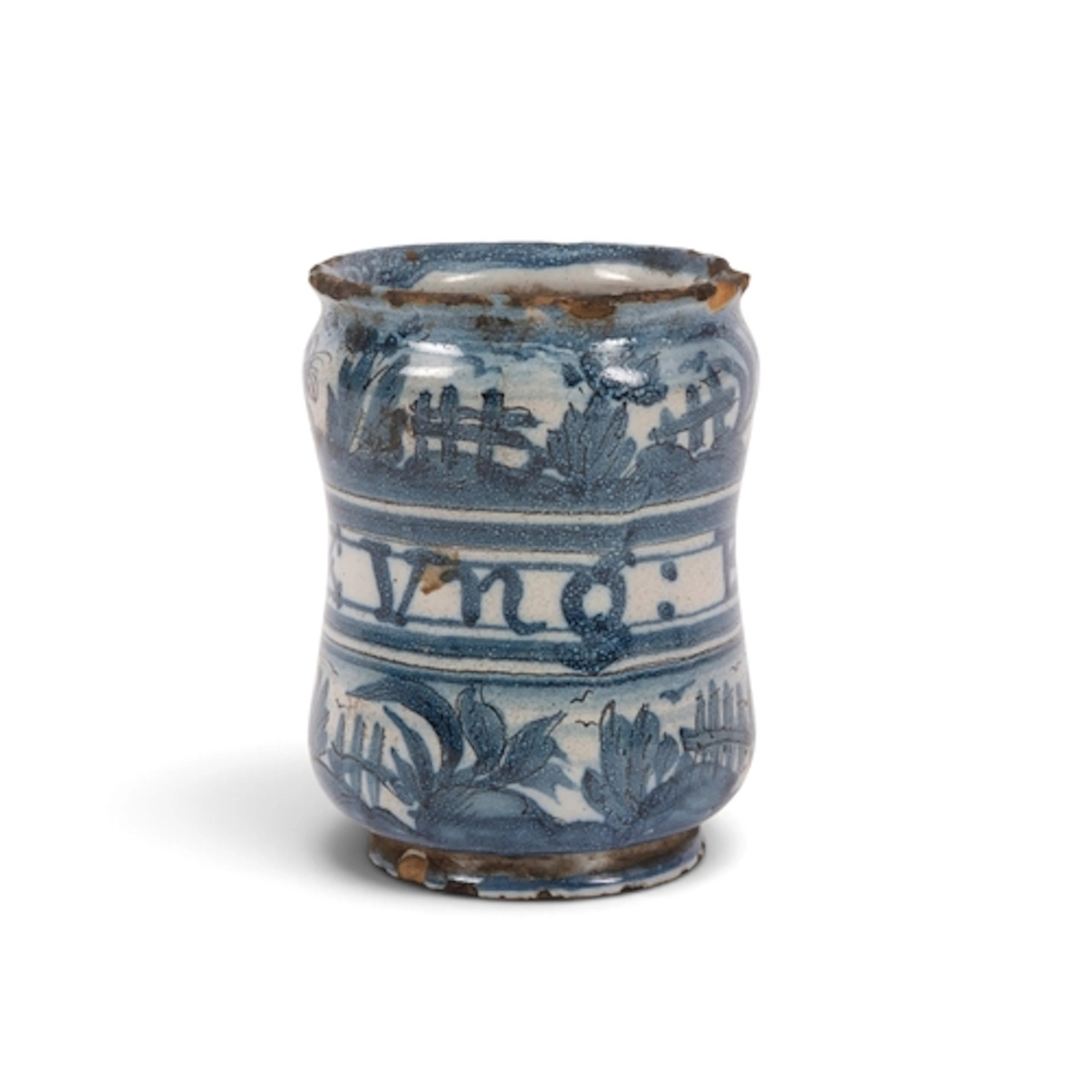 A Savona or Albisola maiolica pill or small ointment jar, 17...