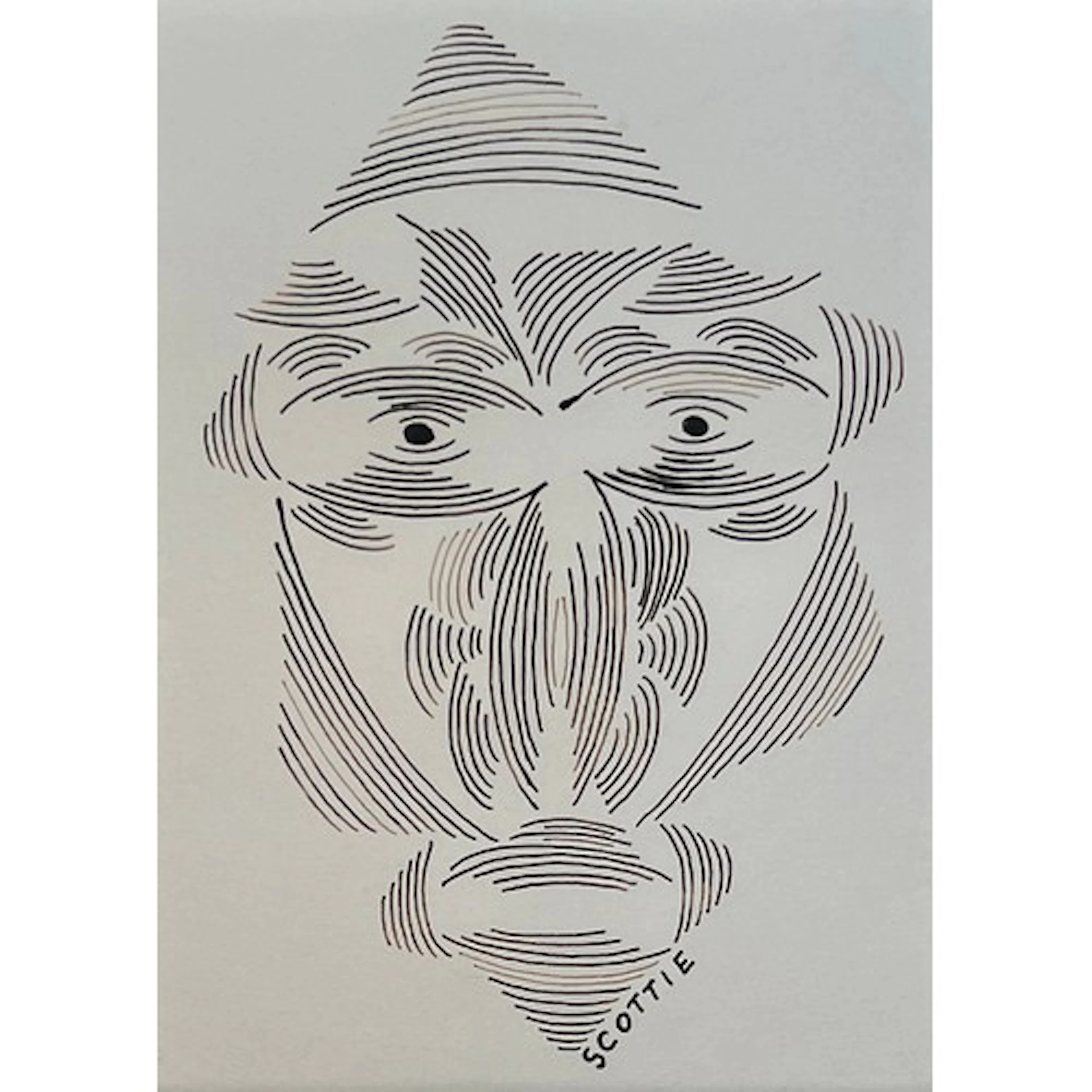 Scottie Wilson (1888-1972), face, ink on paper, signed lower...