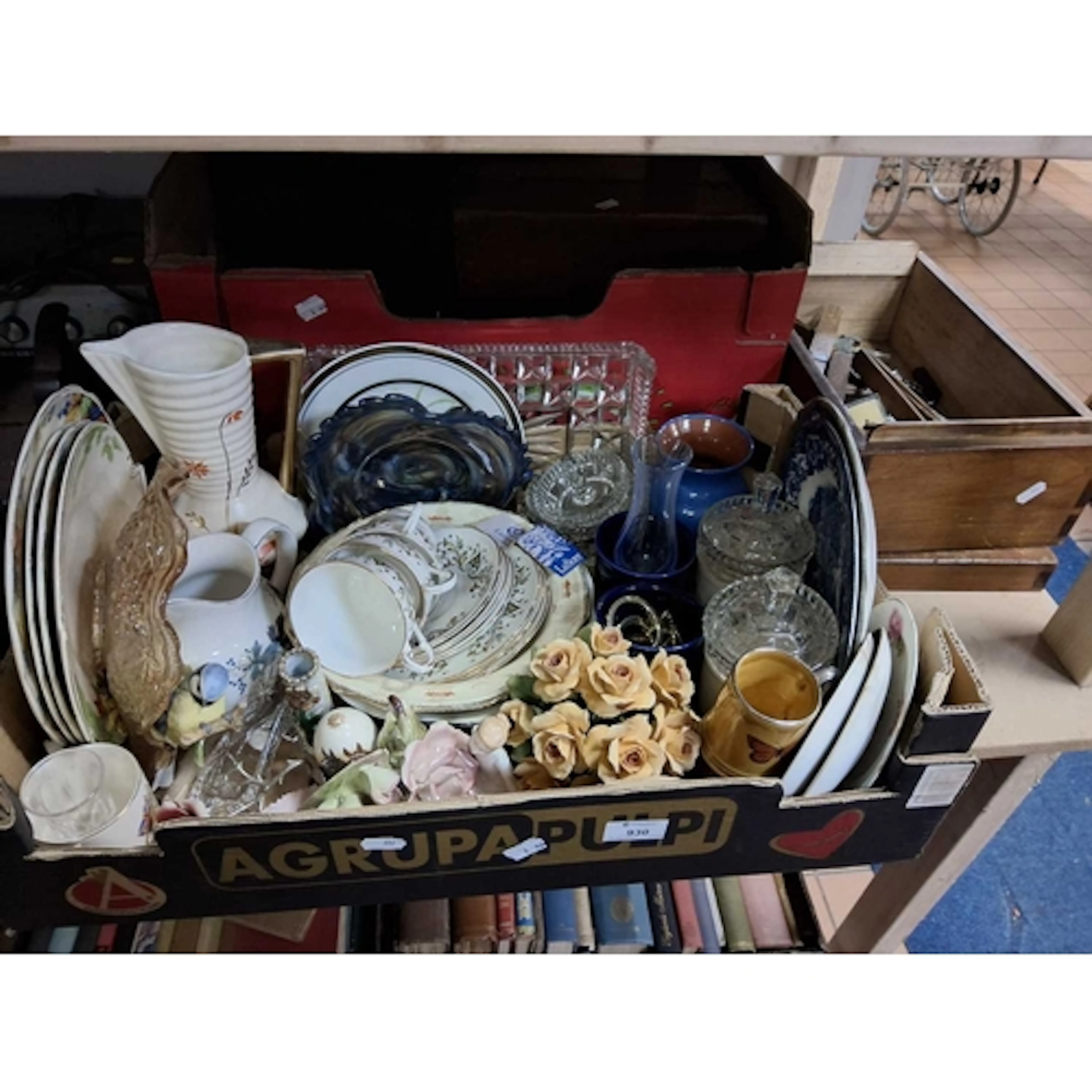 THREE BOXES OF ASSORTED VINTAGE ITEMS to include a wooden jo...