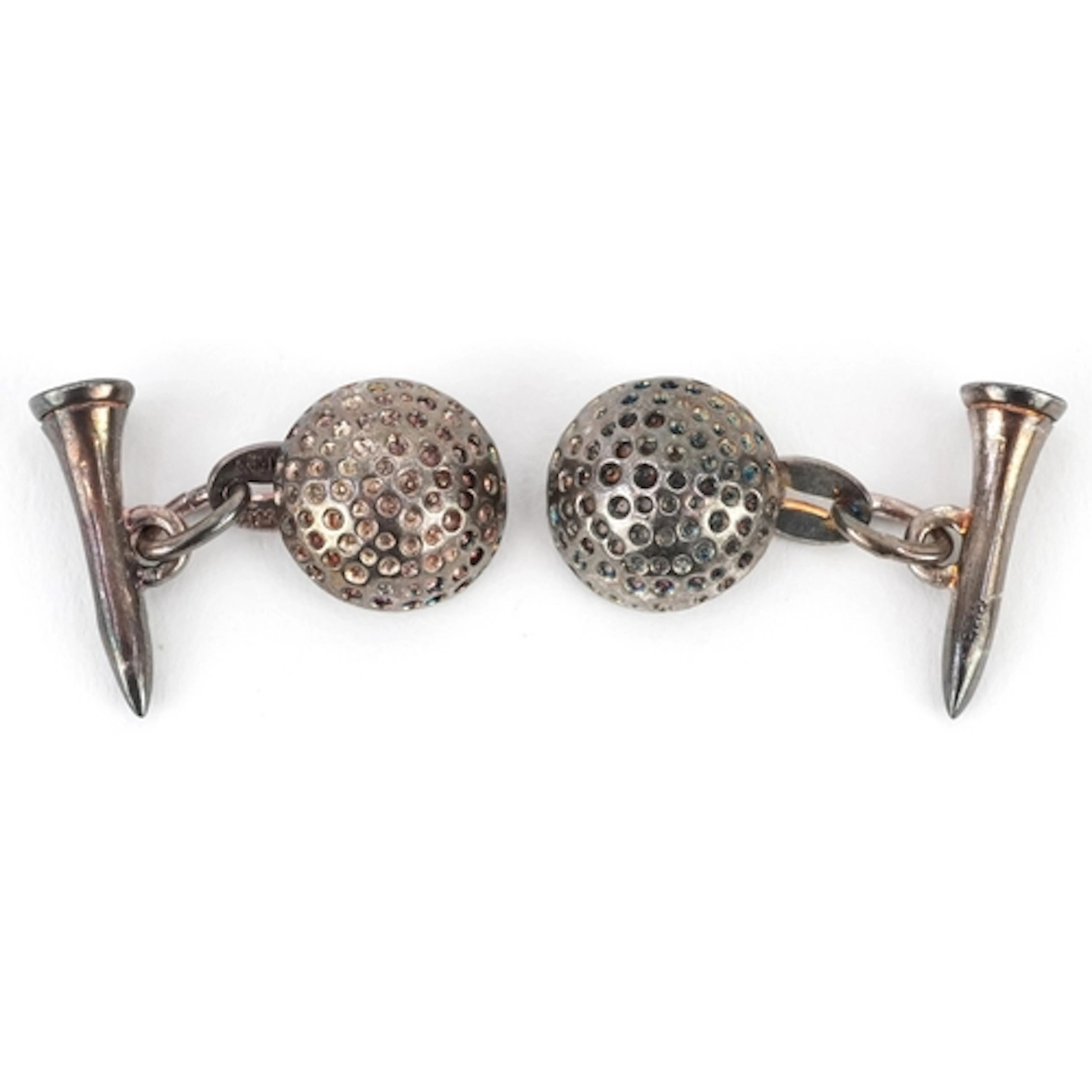 Murray Ward, pair of sterling silver golf ball and tee cuffl...