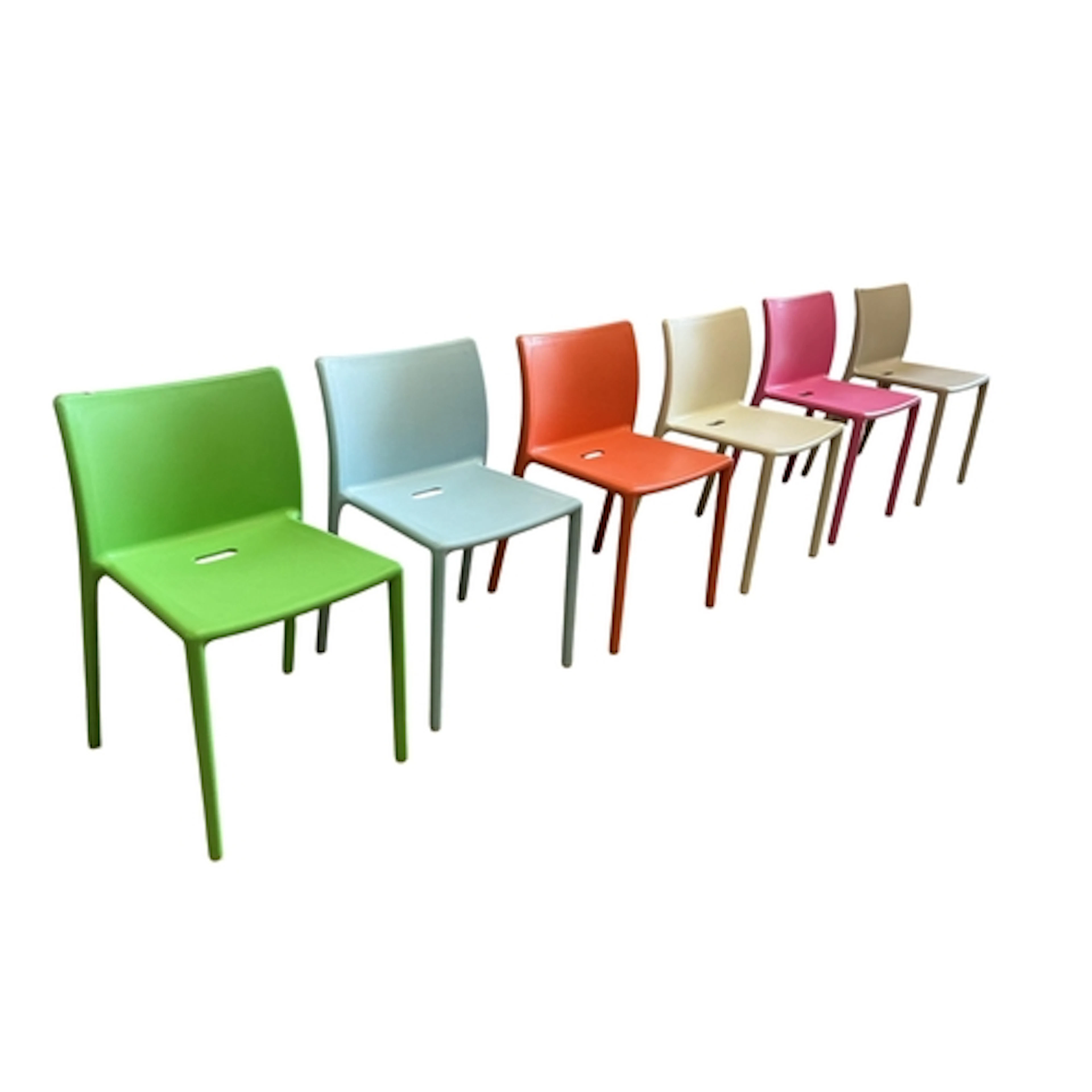 Six Magis air chairs by Jasper Morrison, in multiple colours...