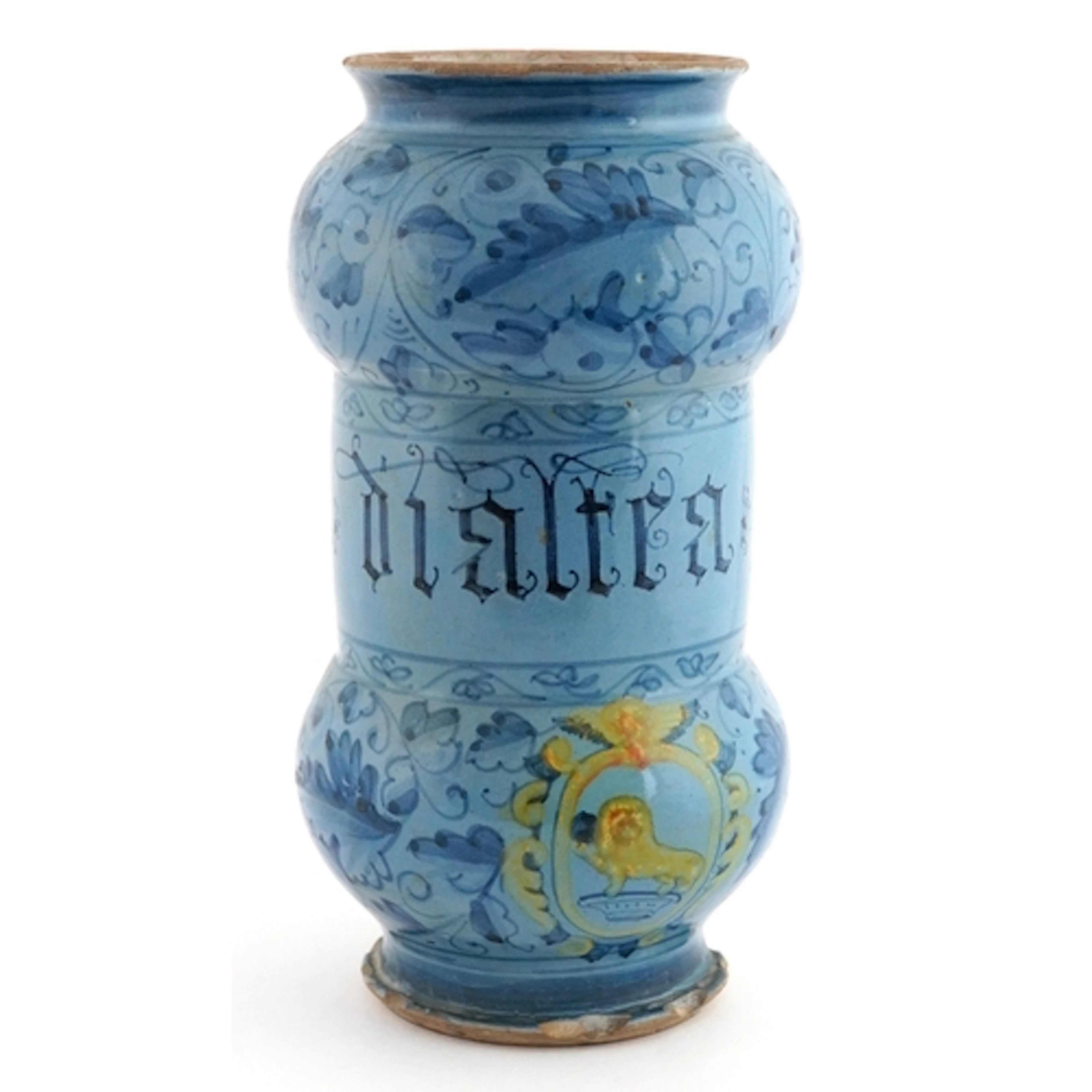 Antique Italian Maiolica pottery apothecary jar of double go...