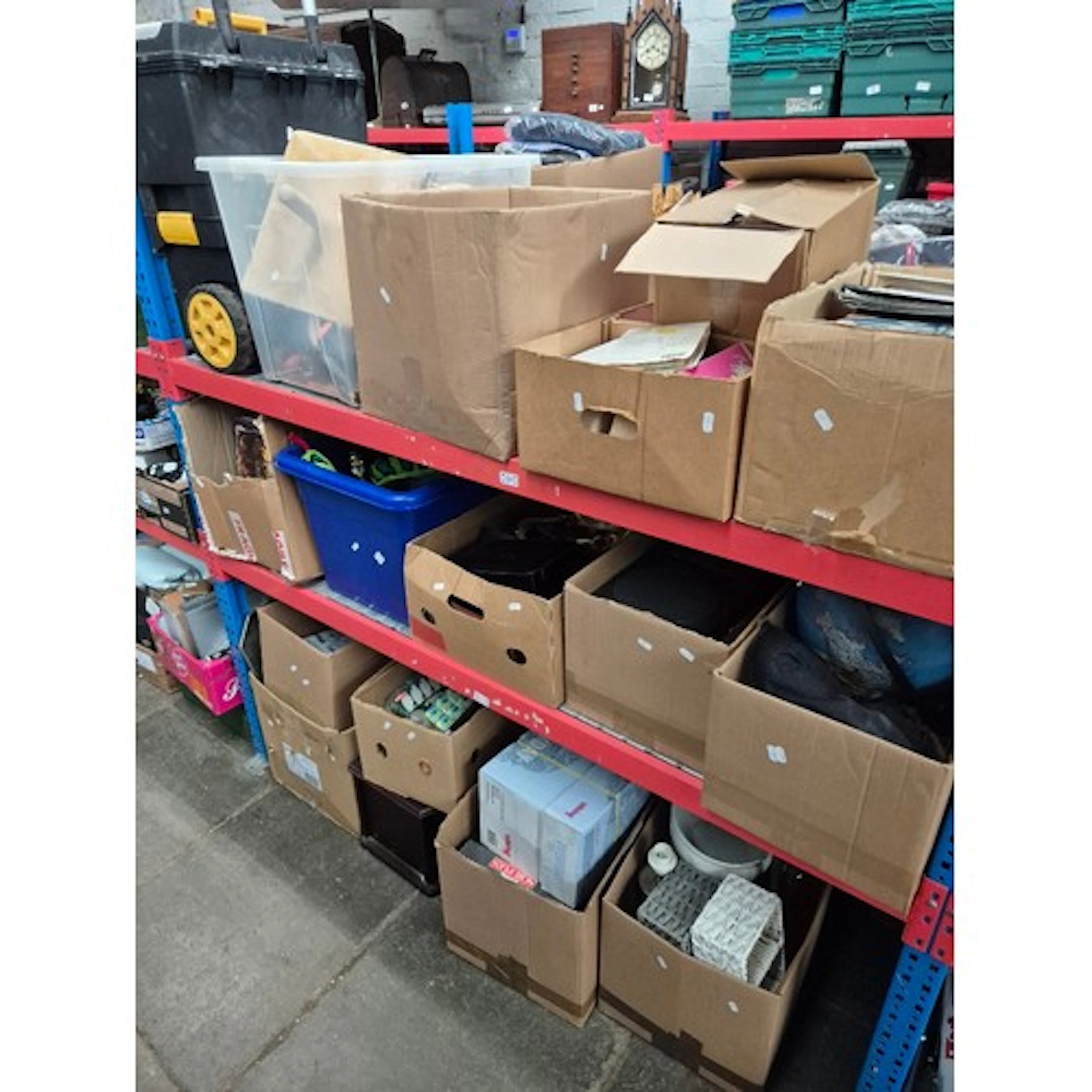 15 boxes (3 shelves) of mixed items including railway books,...