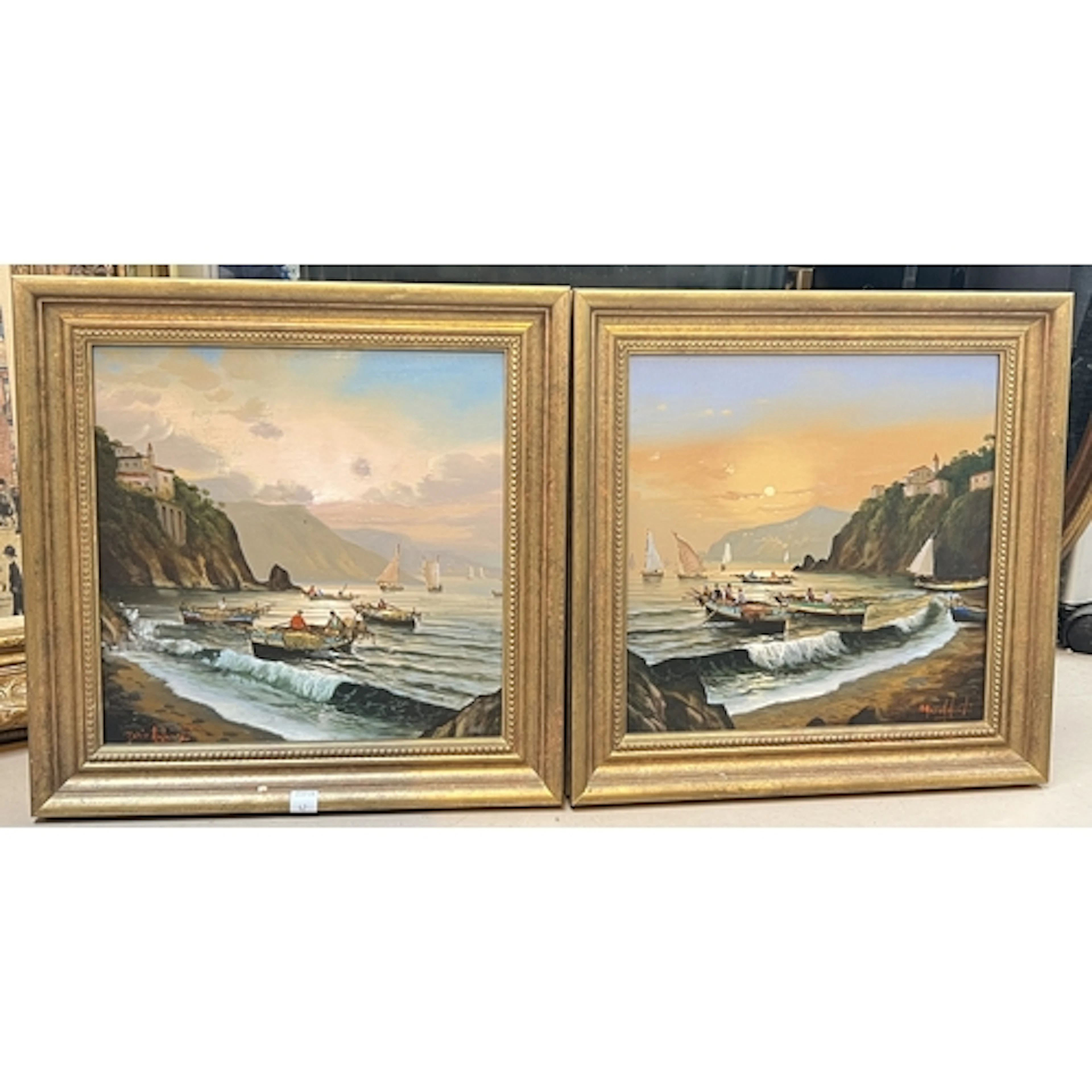 Mario Galanti, 'Soren to La Riviera', pair of oils on panels...