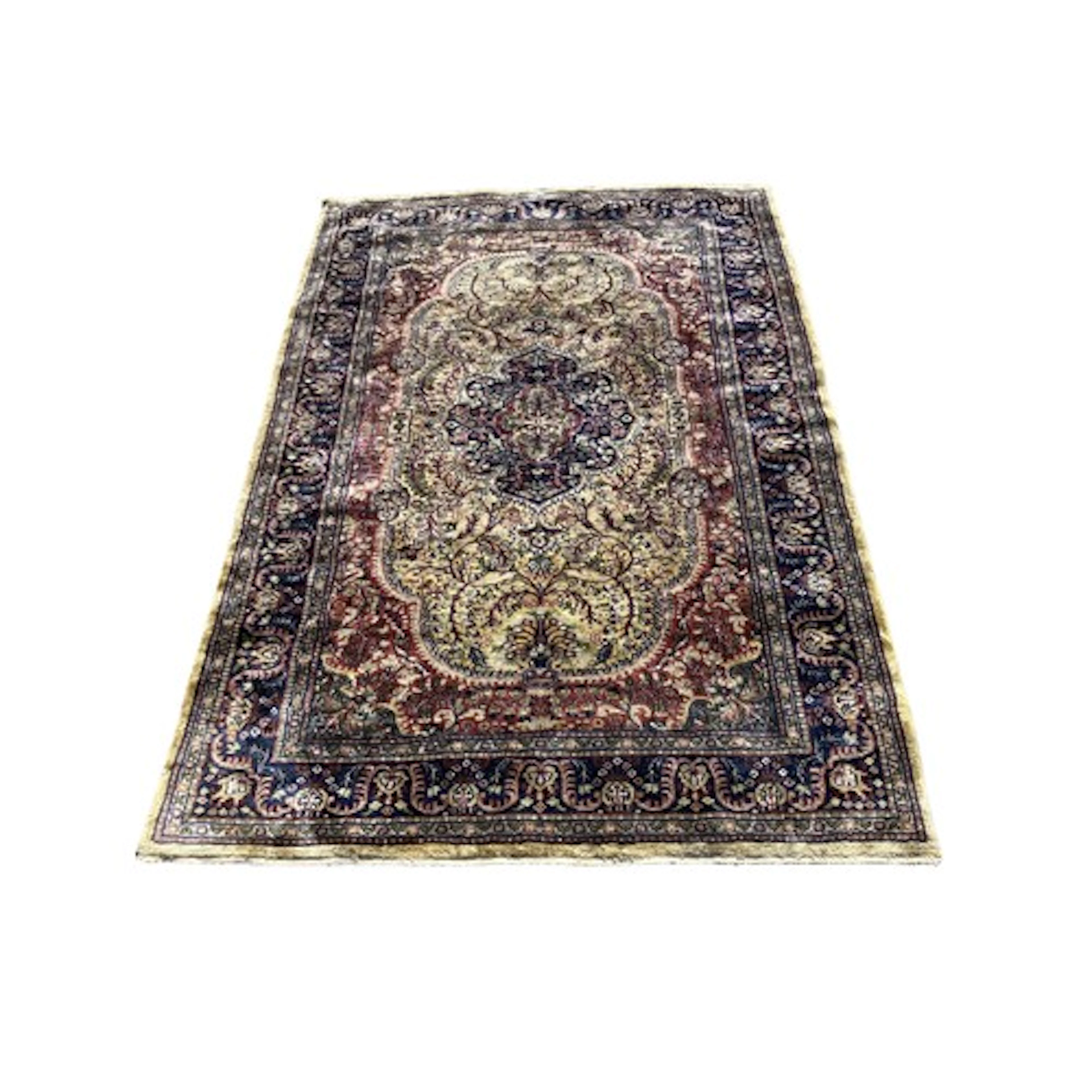 Eastern handmade wool rug with central medallion 124 x 182cm