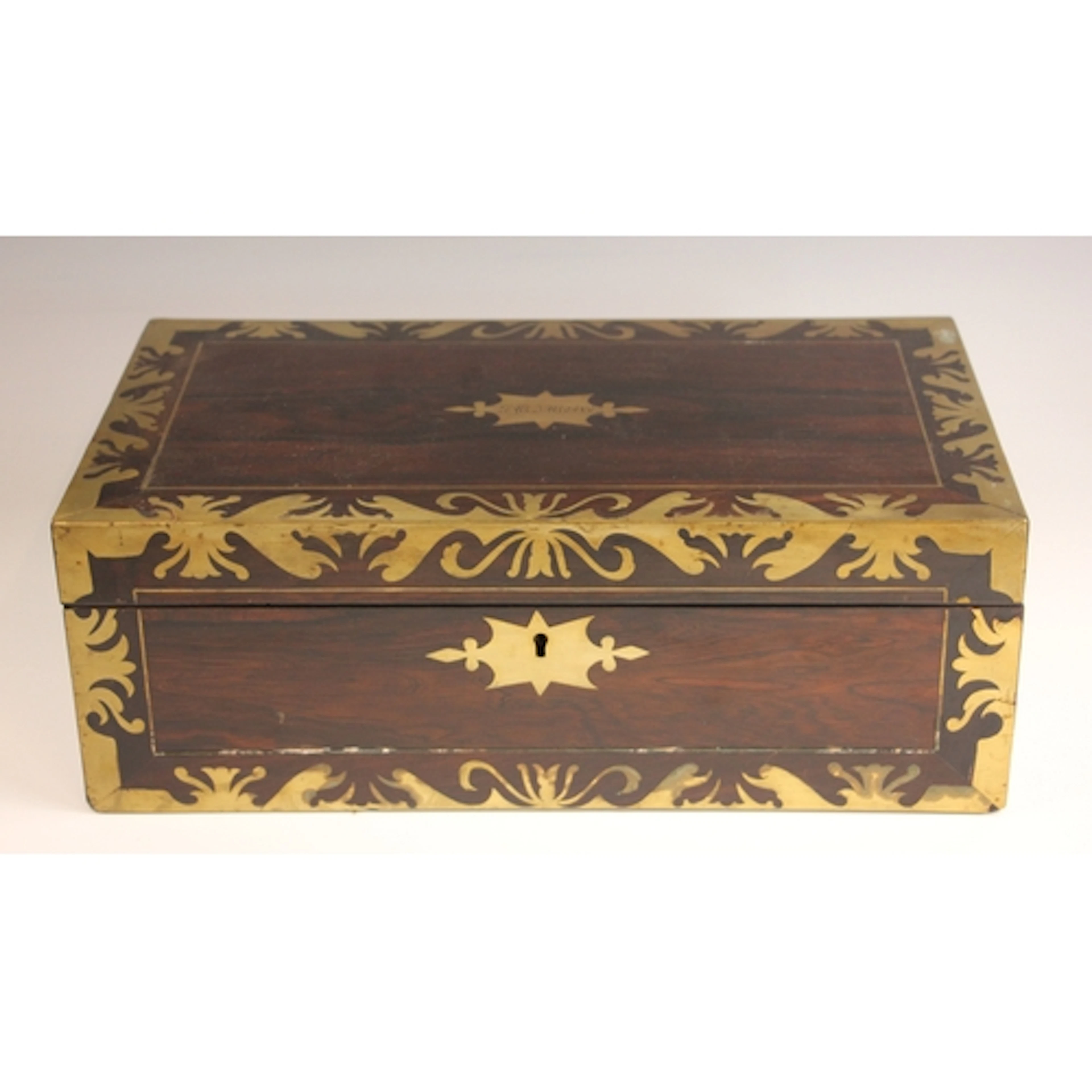 A rosewood Boullework writing slope, 19th century, of typica...